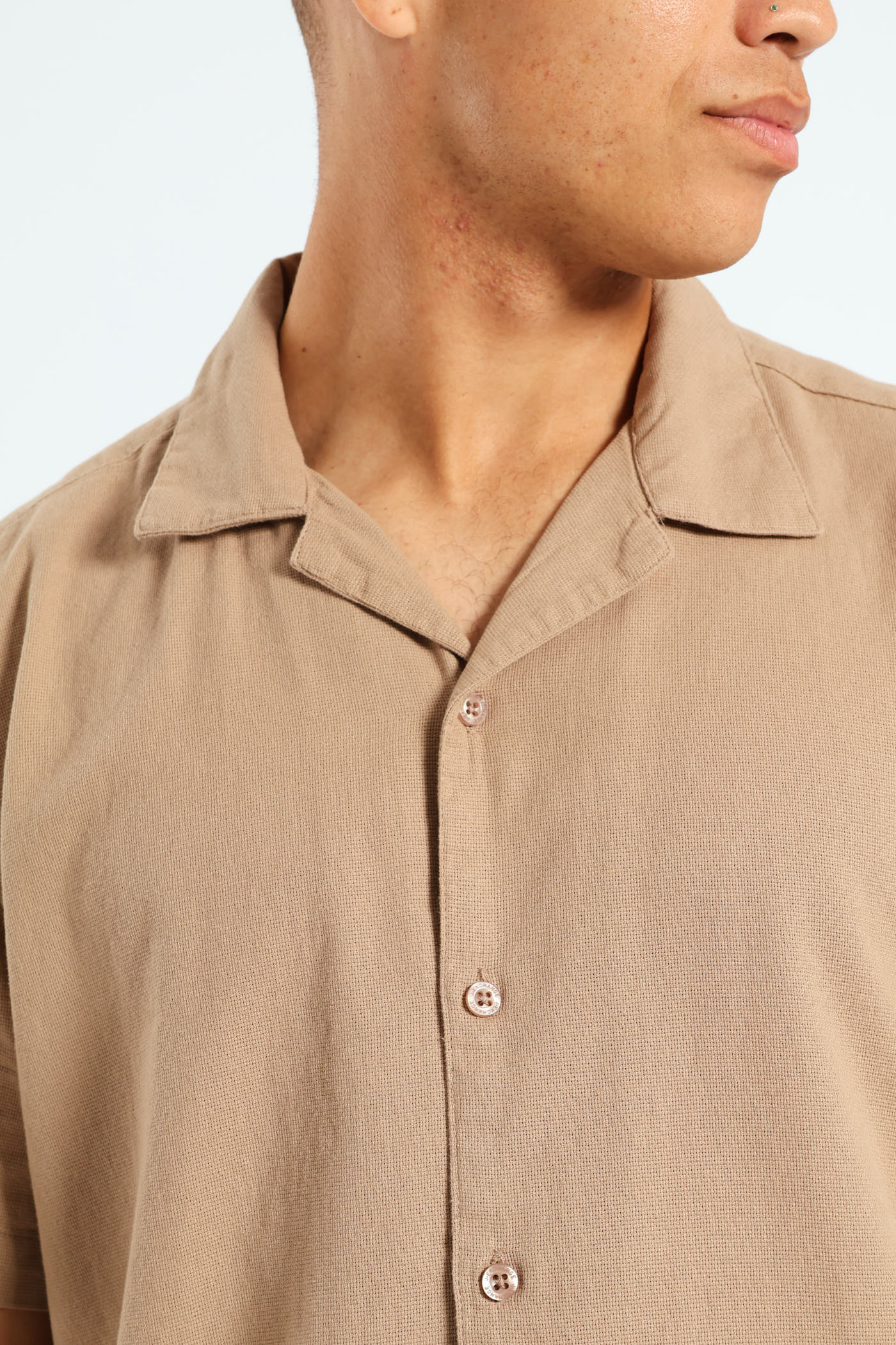 Basketweave Surf Interest Shirt - Mocha - Image 2