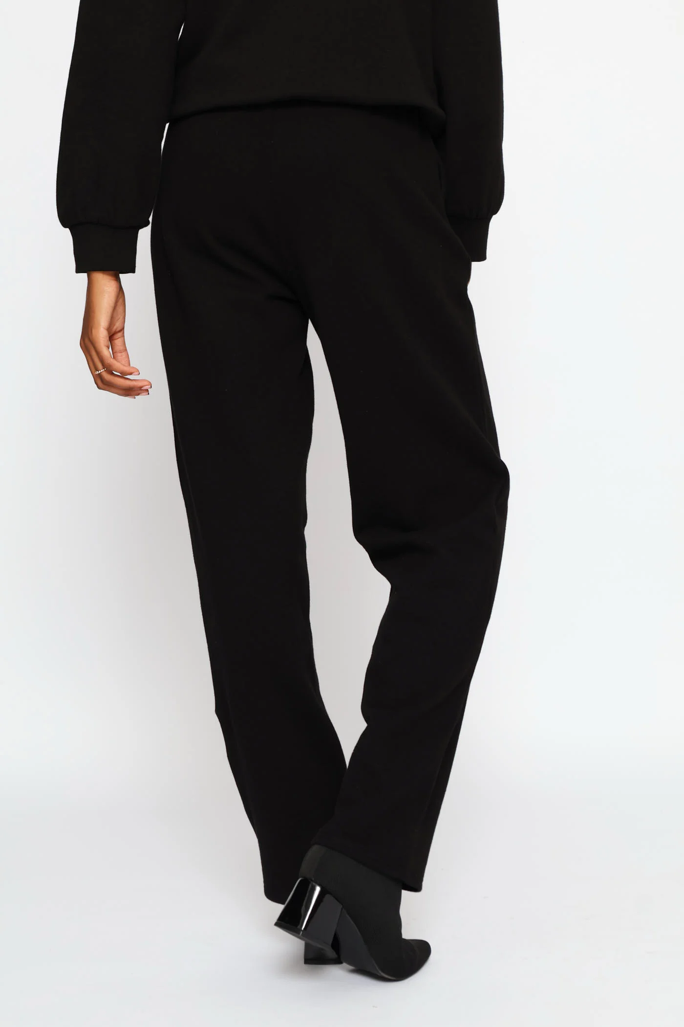 Bead Detail Wideleg Jogger - Black - Image 5