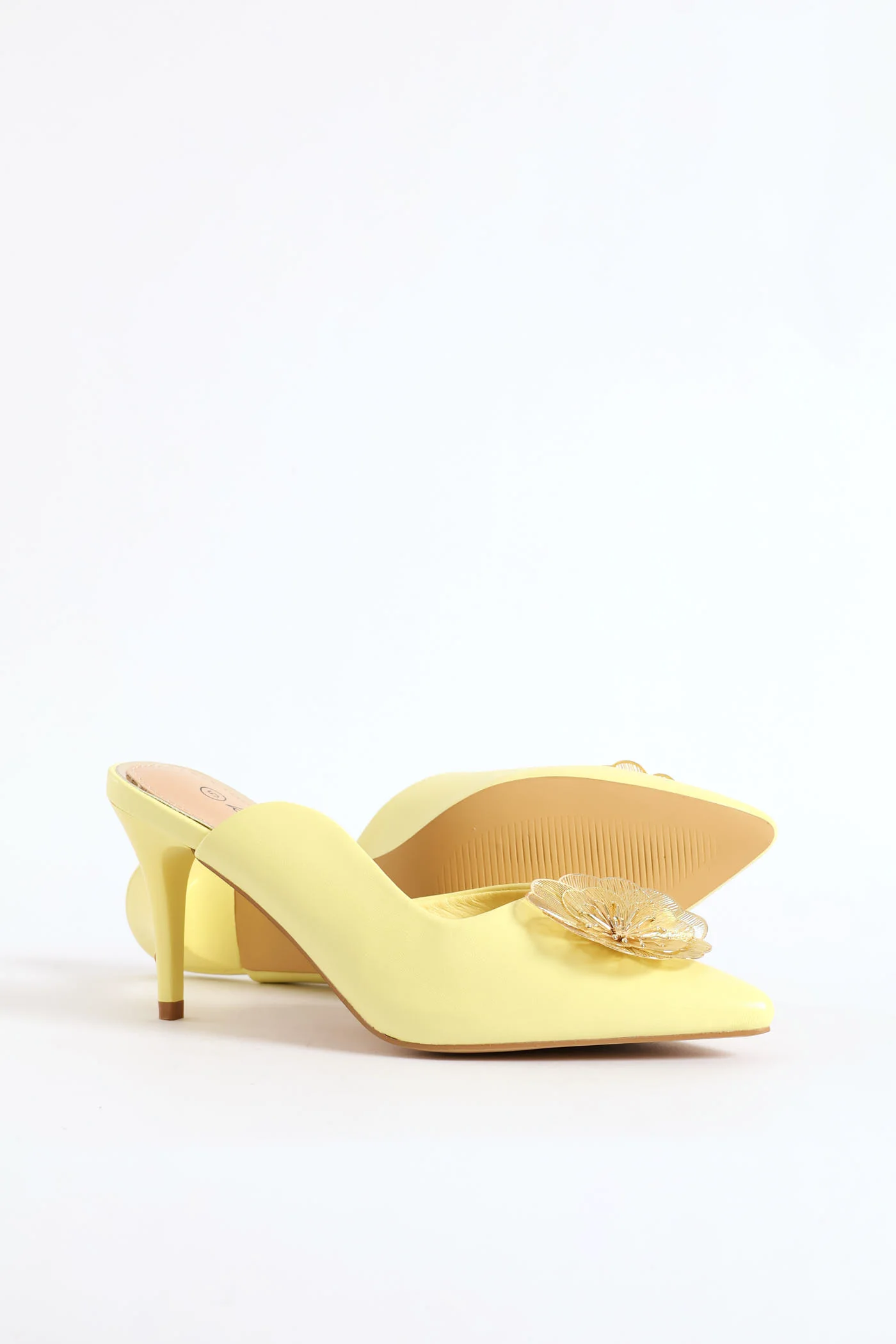 Beaded Flower Asymmetrical Mule Sandal - Chartreuse - Image 5