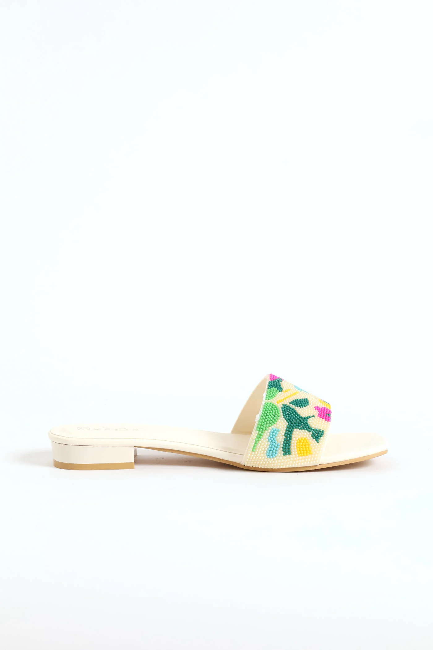Beaded Sandal On Low Block Heel - Multi - Image 3