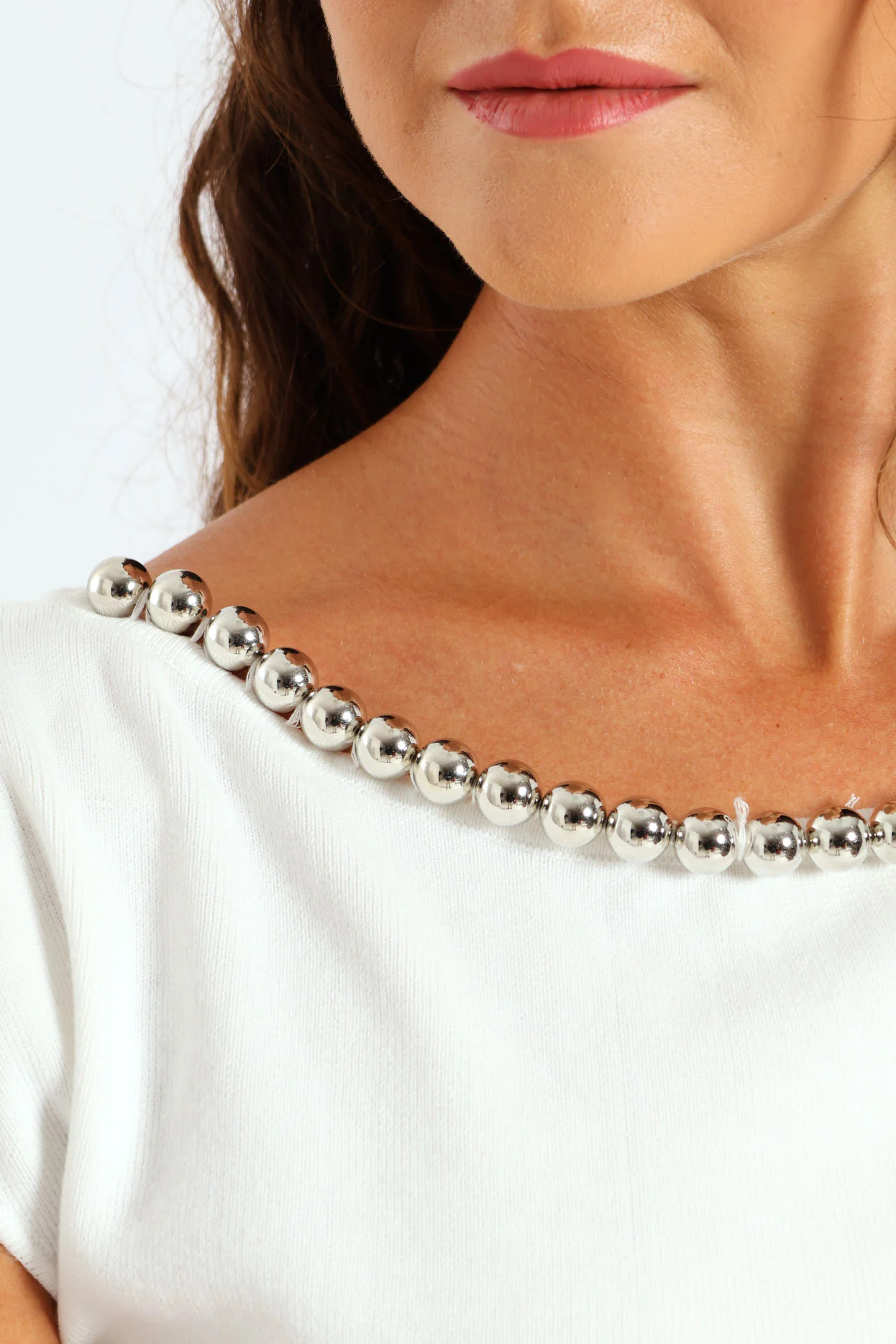 Beaded Shoulder Top - White - Image 4