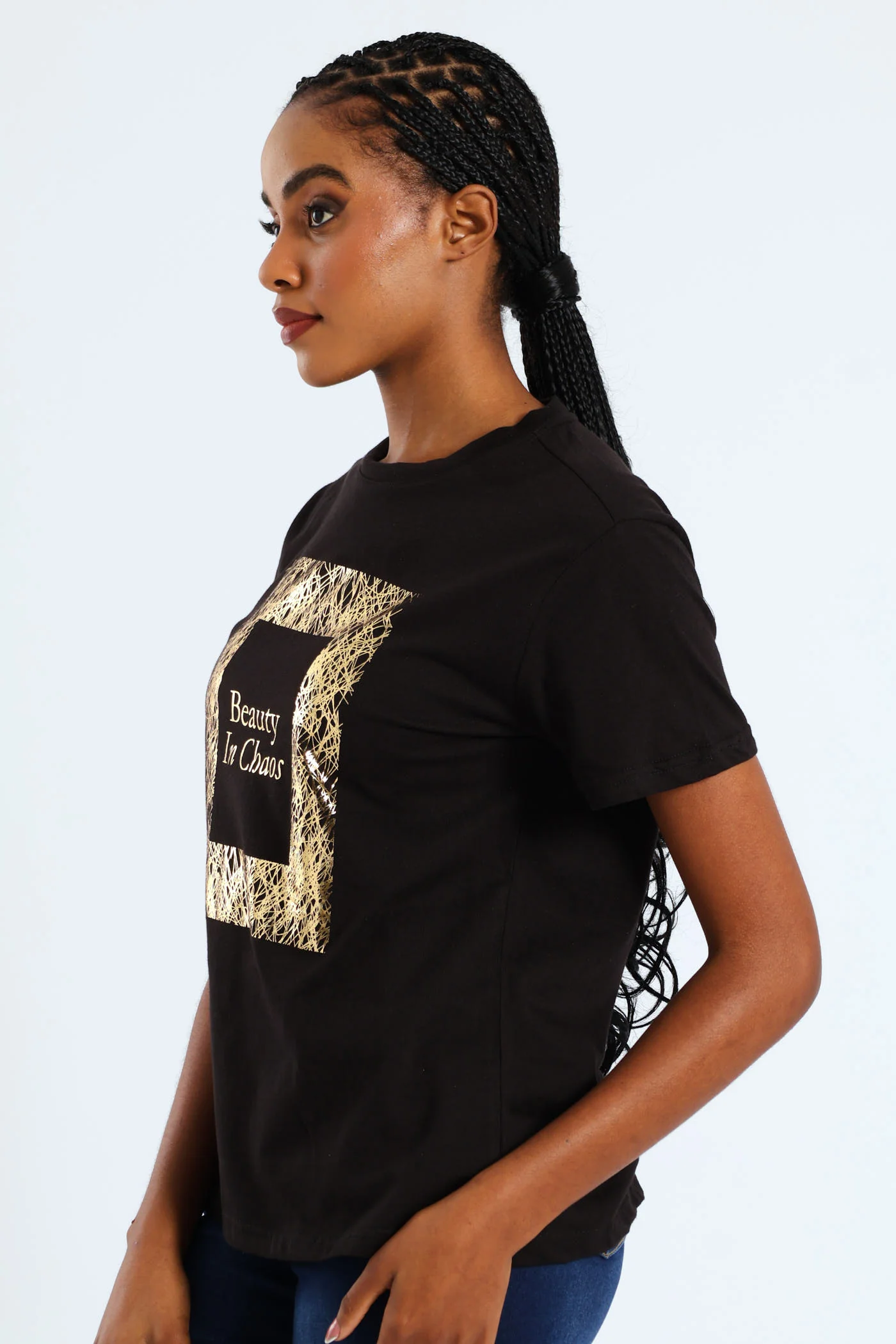 Beauty In Chaos Abstract Frame Foil Tee - Black - Image 2