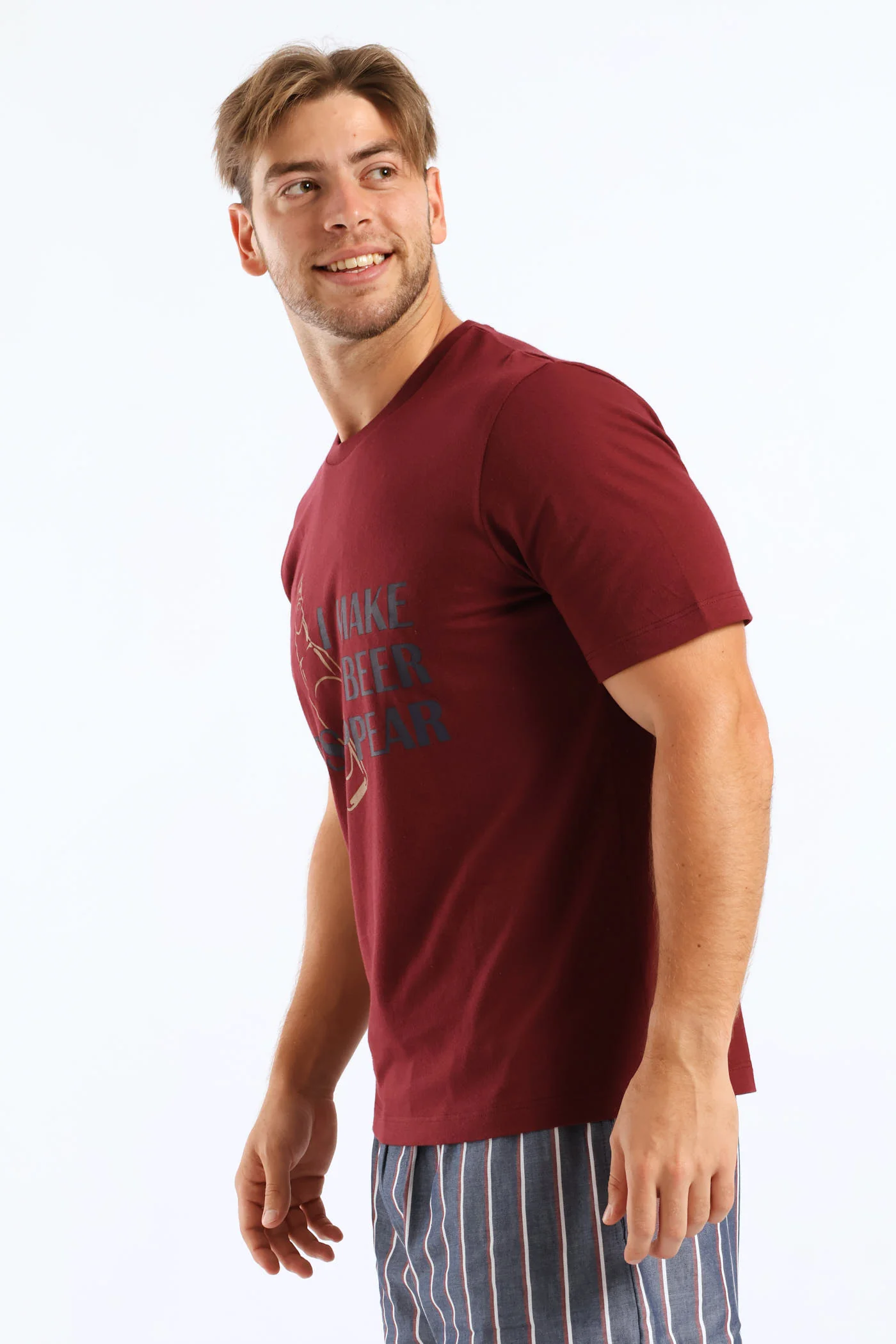 Beer Disappear Slogan Tee - Burgundy - Image 2