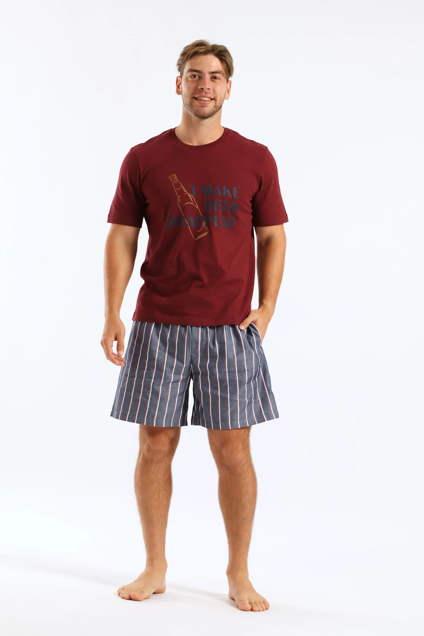 Beer Disappear Slogan Tee - Burgundy - Image 5