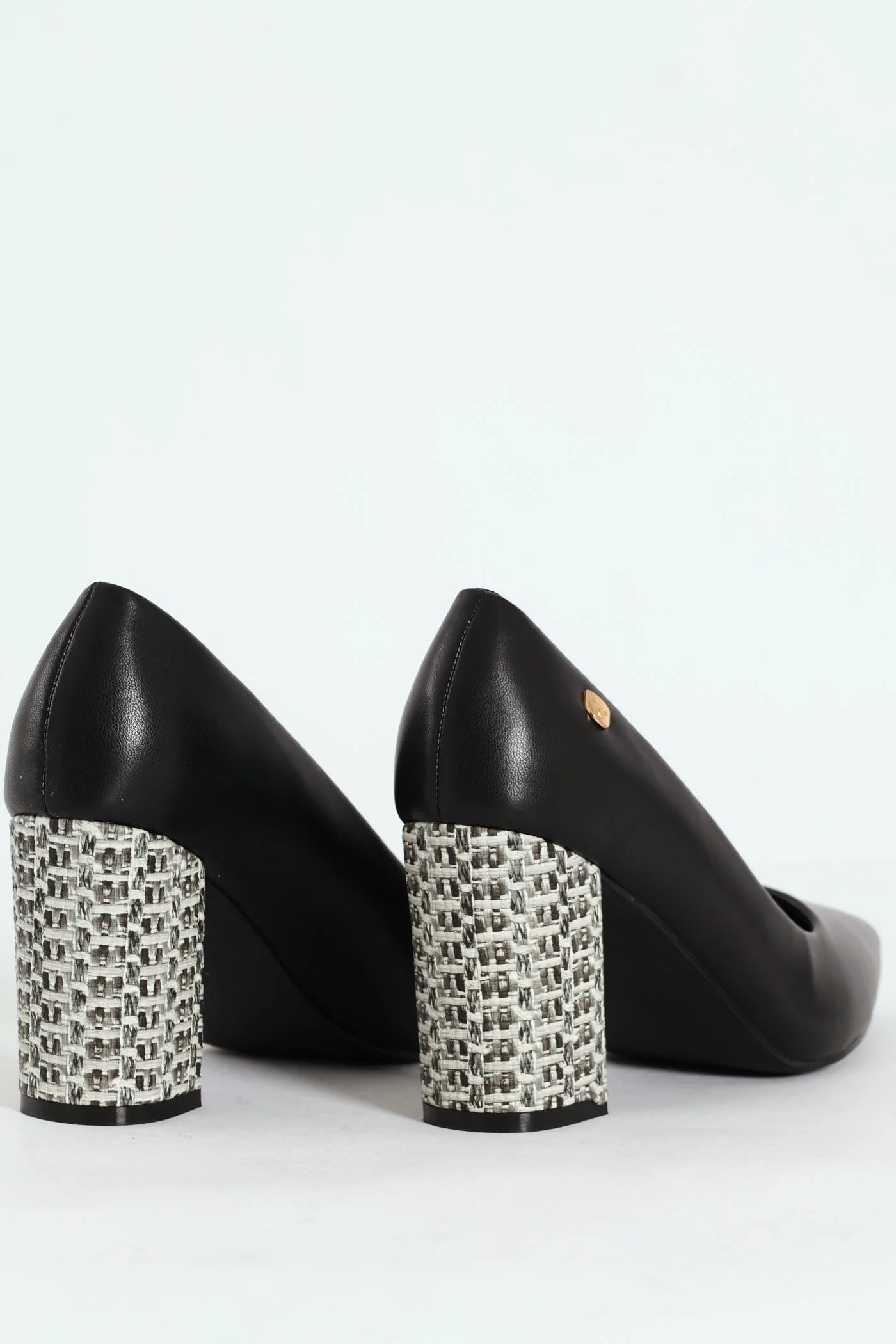 Bella Pointed Toe Court Raffia Block Heel- Black - Image 5