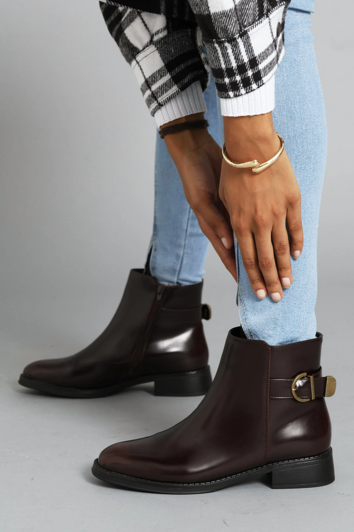 Belt & Buckle Detail Chelsea Boot - Chocolate - Image 3
