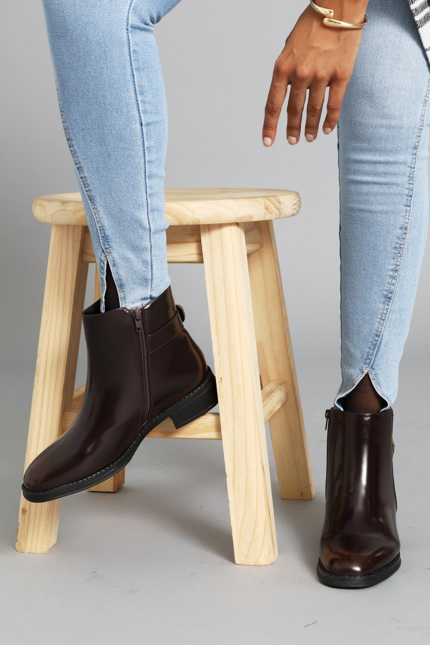 Belt & Buckle Detail Chelsea Boot - Chocolate - Image 4