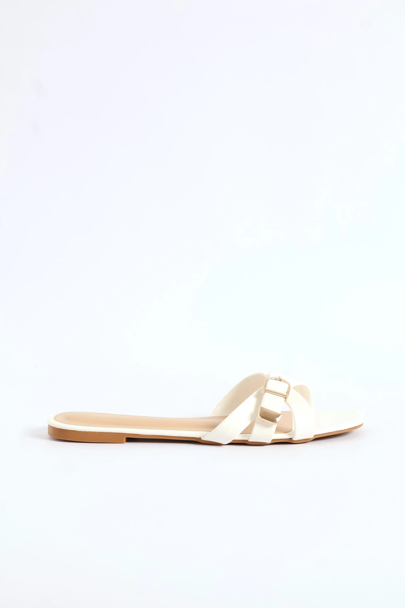 Belt & Buckle Detail Crosstrap Sandal - White - Image 3