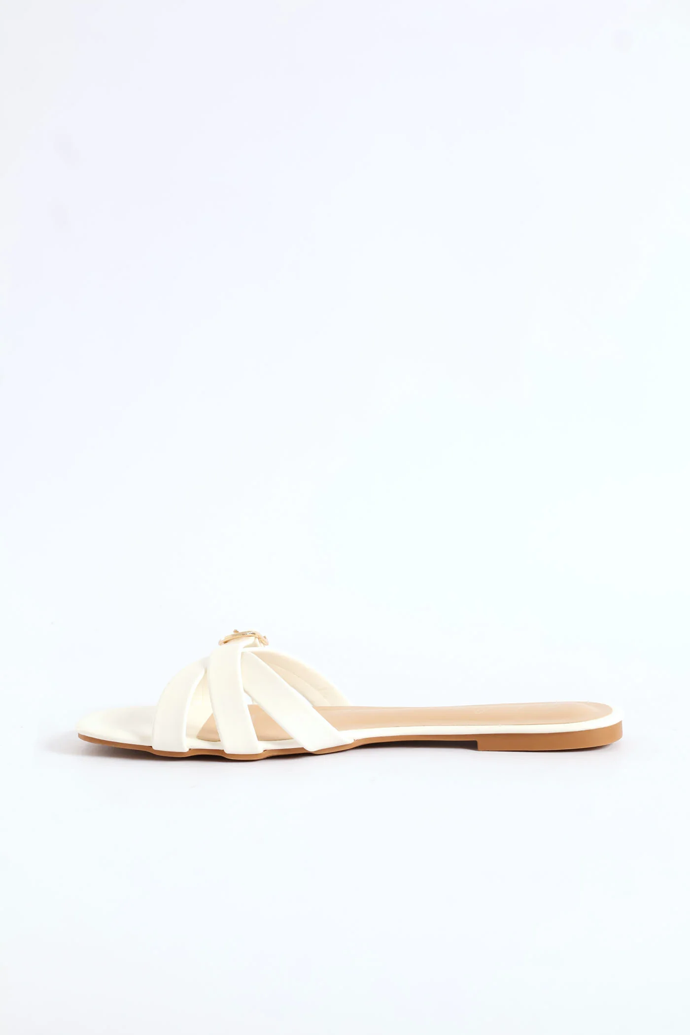 Belt & Buckle Detail Crosstrap Sandal - White - Image 4