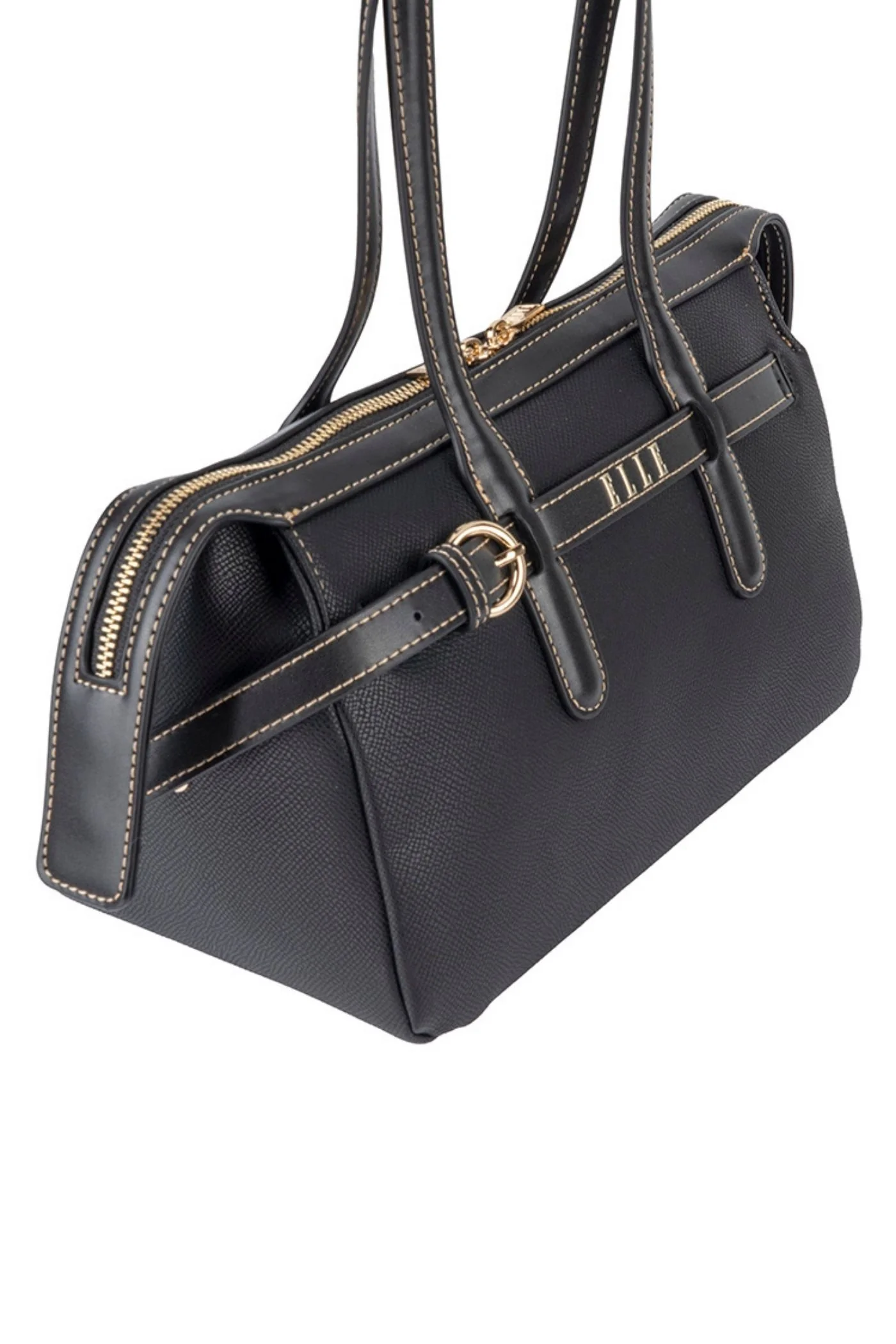 Belt Buckle Boston Bag - Black - Image 3