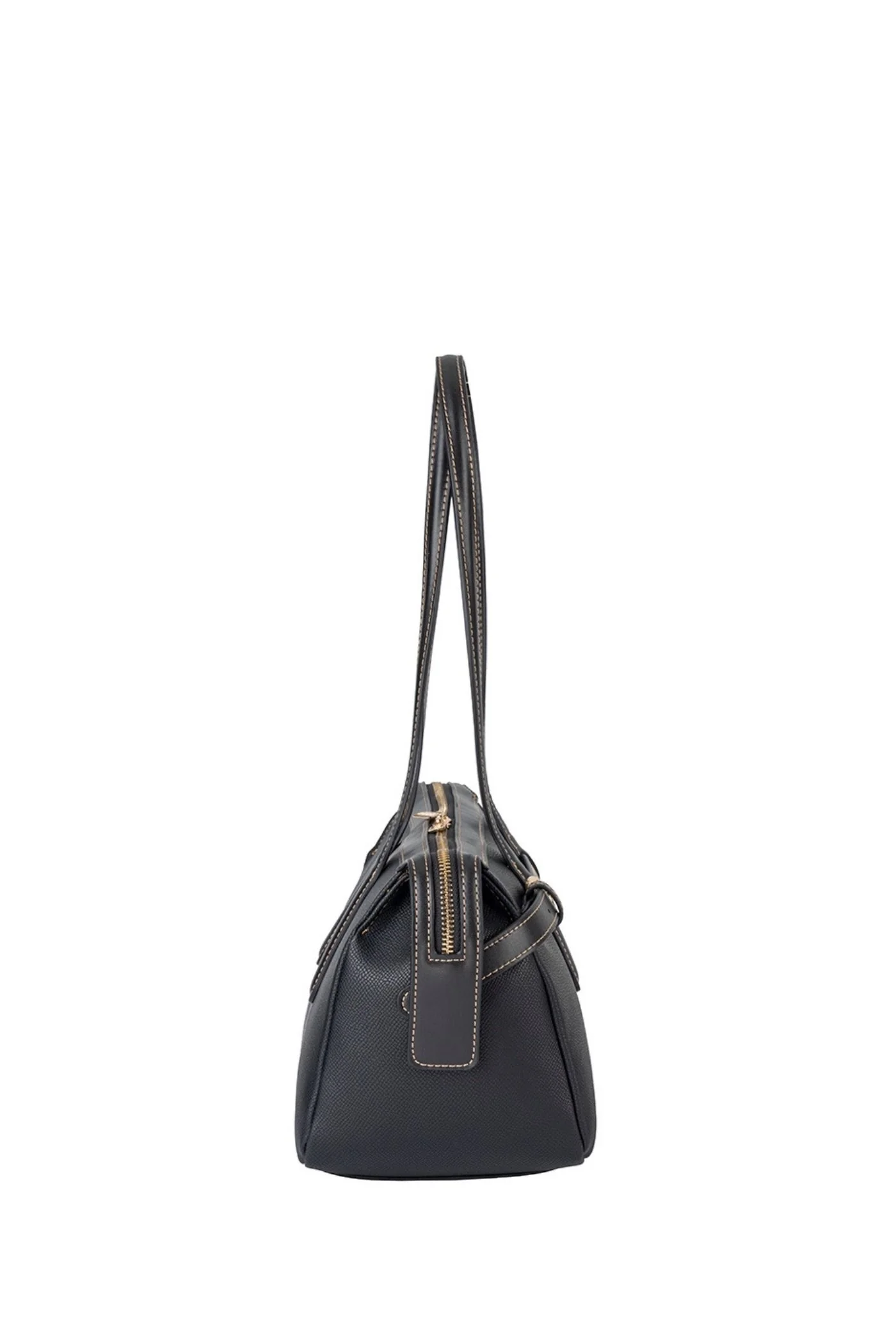 Belt Buckle Boston Bag - Black - Image 6
