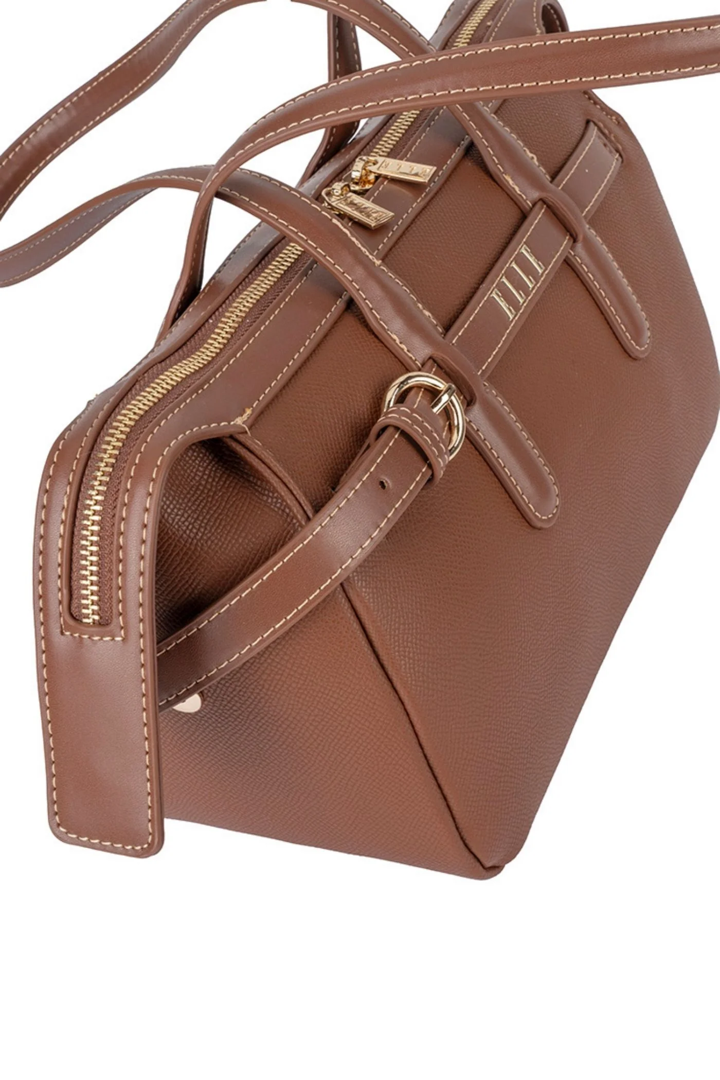 Belt Buckle Boston Bag - Brown - Image 3