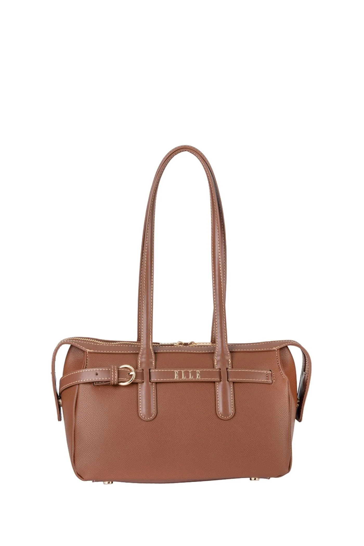 Belt Buckle Boston Bag - Brown - Image 5
