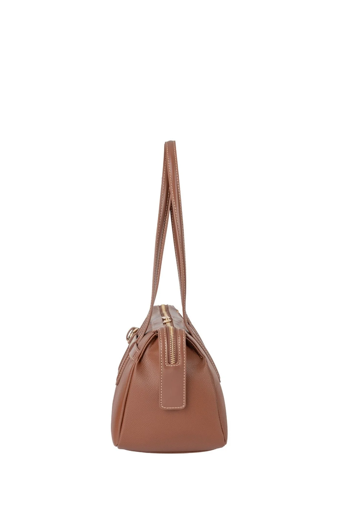 Belt Buckle Boston Bag - Brown - Image 6