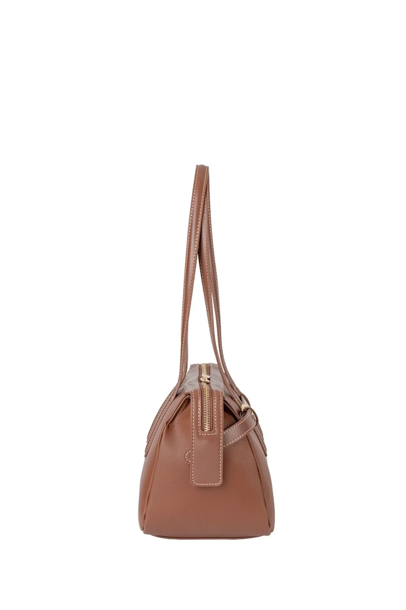 Belt Buckle Boston Bag - Brown - Image 7