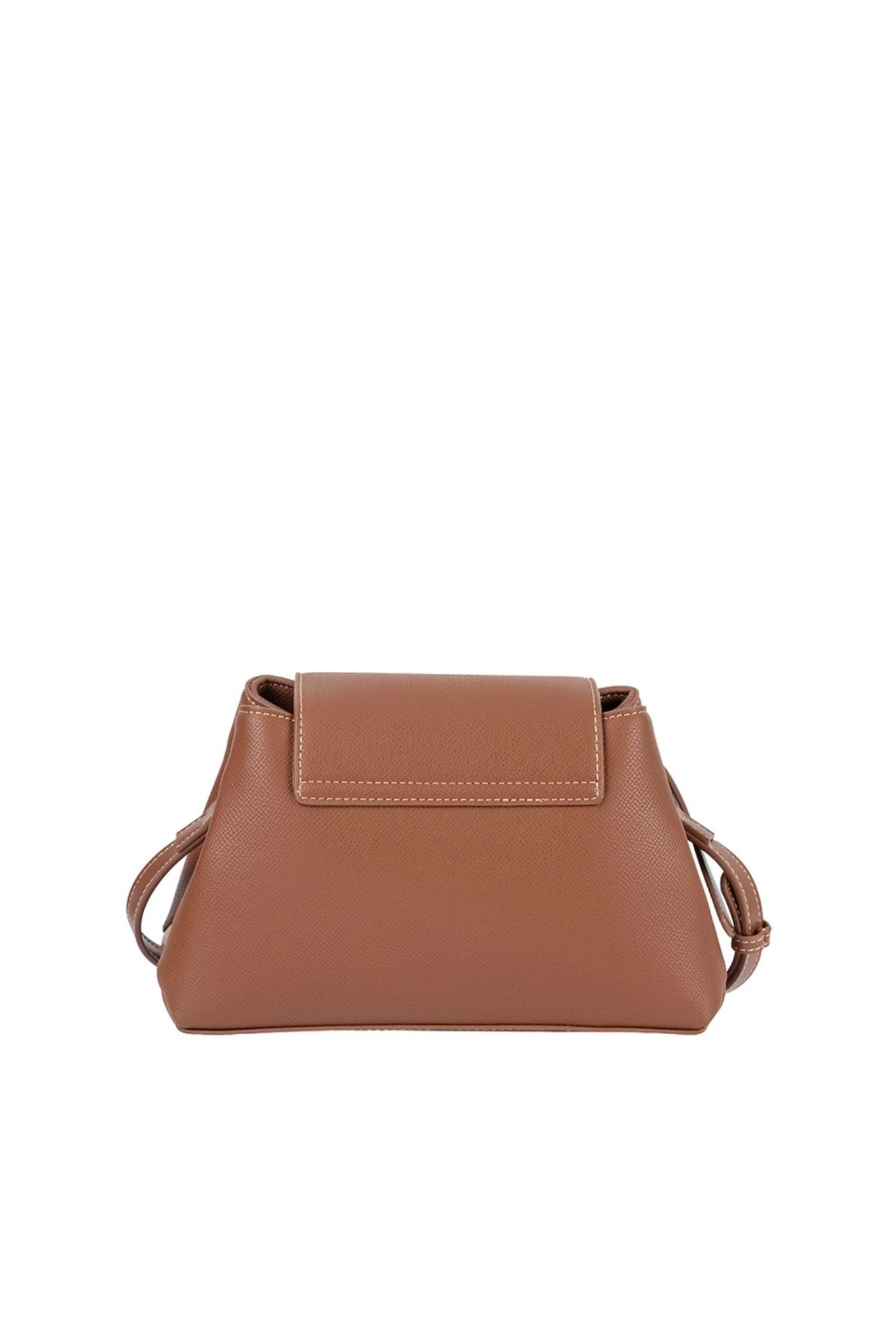 Belt Buckle Flapover Sling Bag - Brown - Image 6