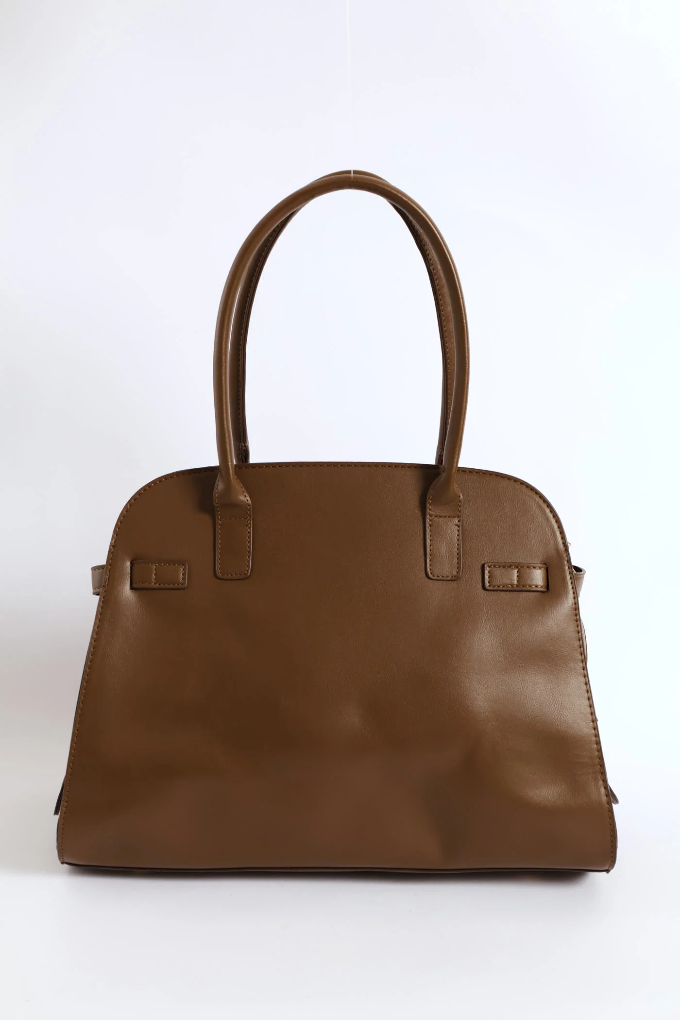 Belt Detail Dome Shopper Bag - Brown - Image 3