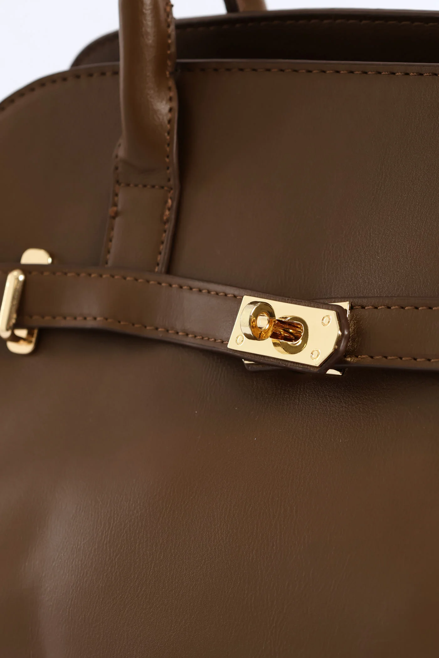 Belt Detail Dome Shopper Bag - Brown - Image 5