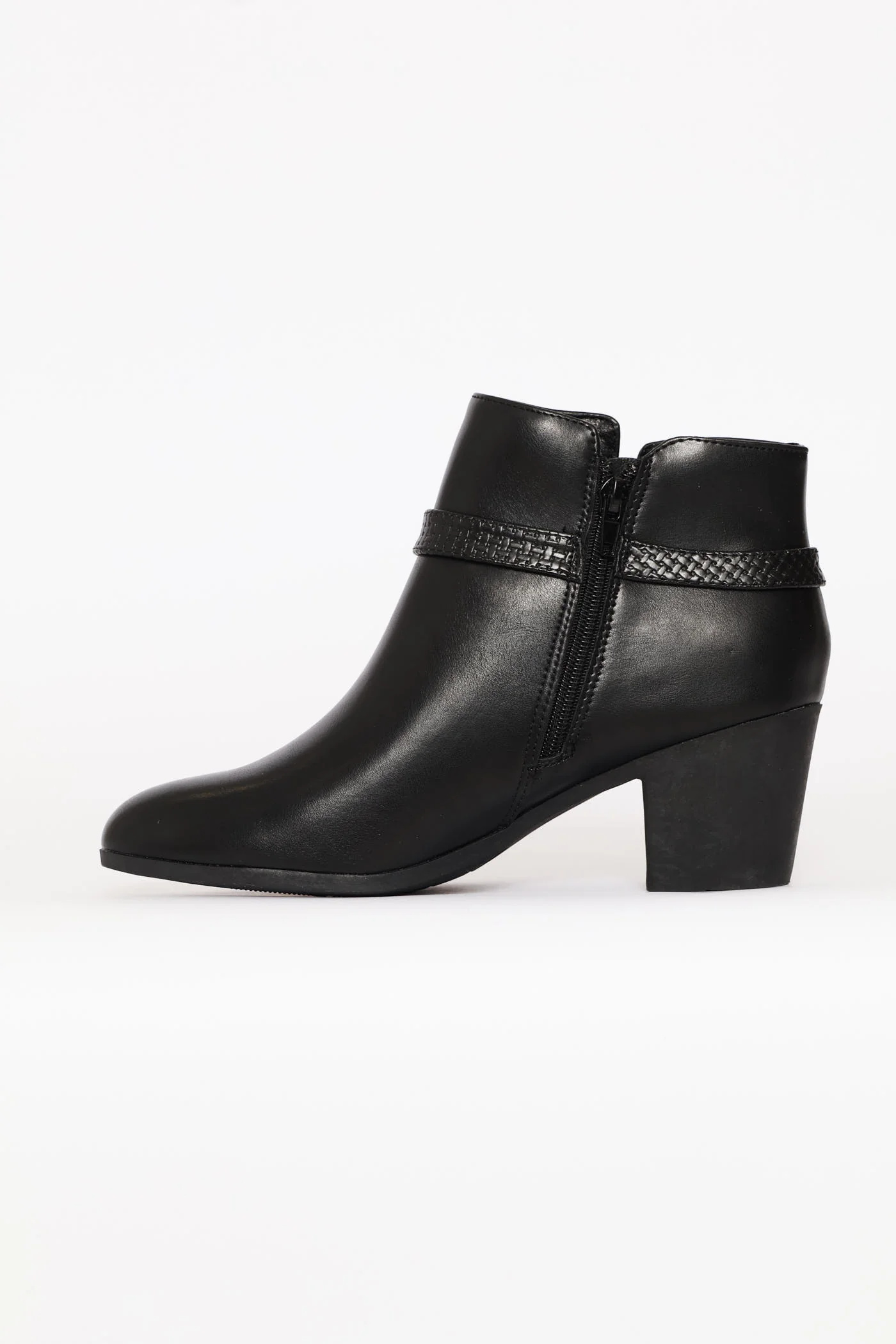 Belt Detail Western Ankle Boot - Black - Image 3