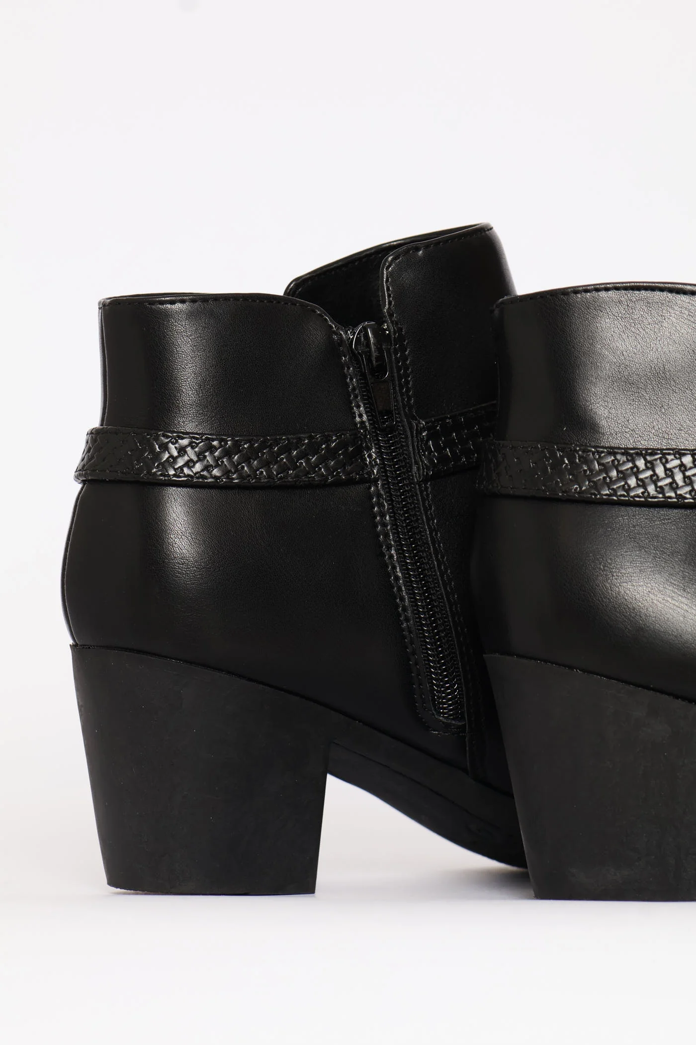 Belt Detail Western Ankle Boot - Black - Image 4
