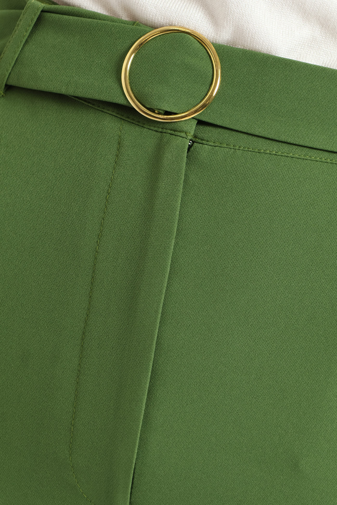Belted Buckle Straight Leg Pant - Green - Image 5
