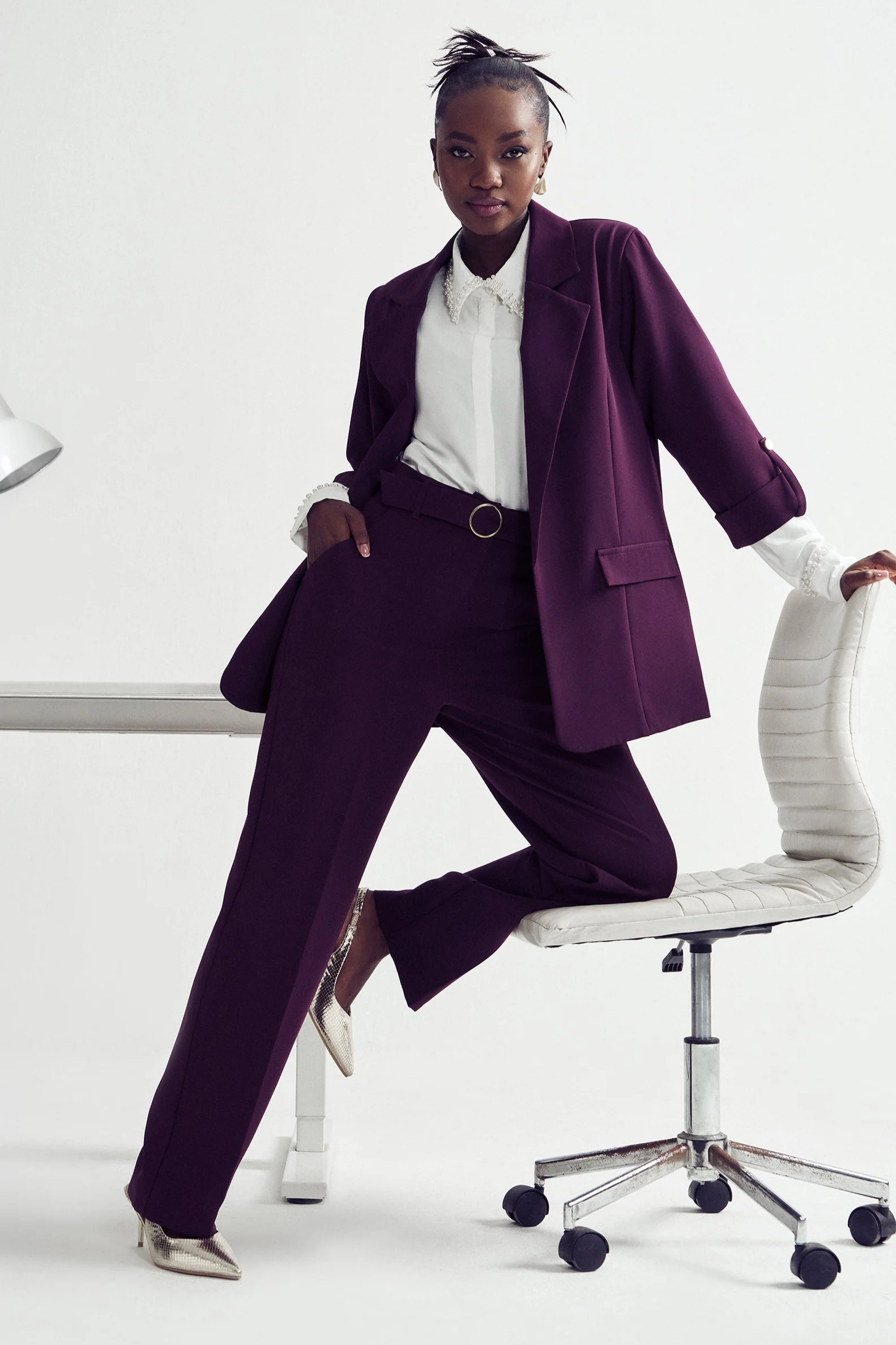 Turn Up Tab Blazer - Plum - Image 6