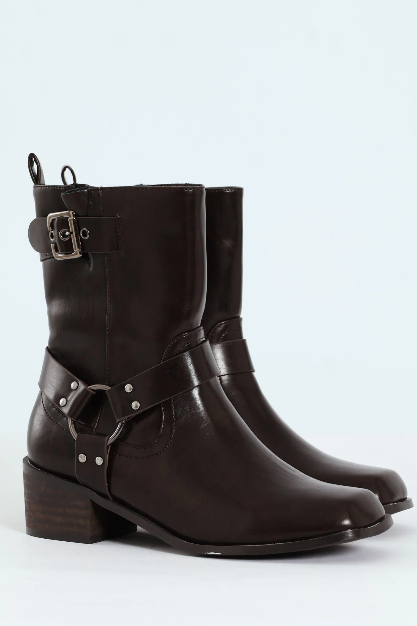 Belted Chunky Military Boot - Chocolate - Image 5