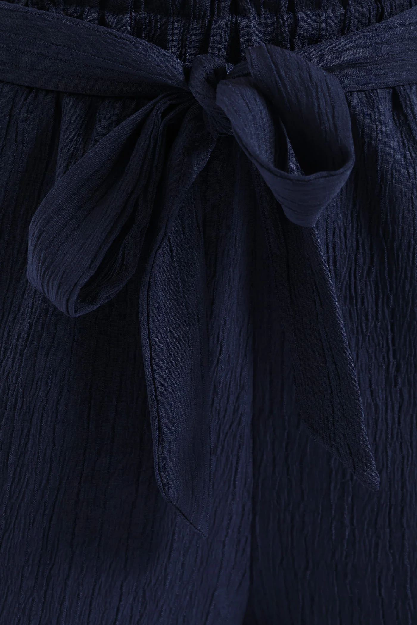 Belted Elasticated Mid Thigh Shorts - Navy - Image 2
