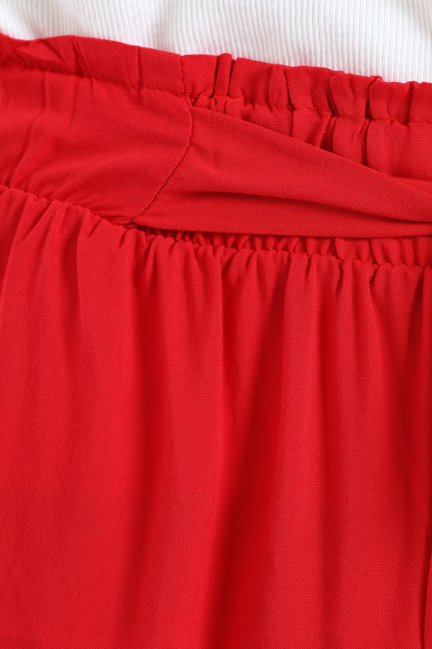 Belted Elasticated Mid Thigh Shorts - Rose Red - Image 5