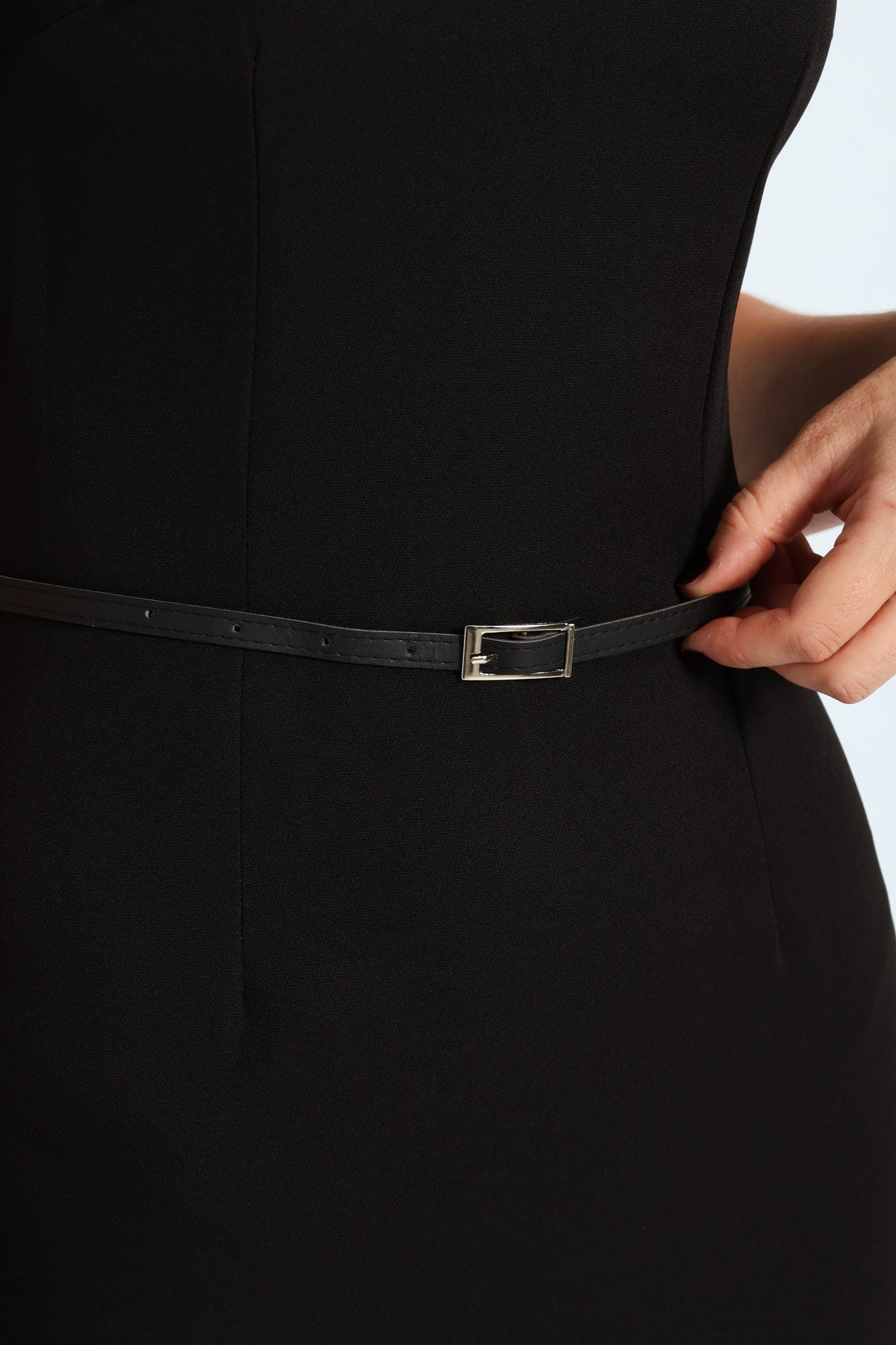 Belted Pleated Frill Hem Work Dress - Image 2