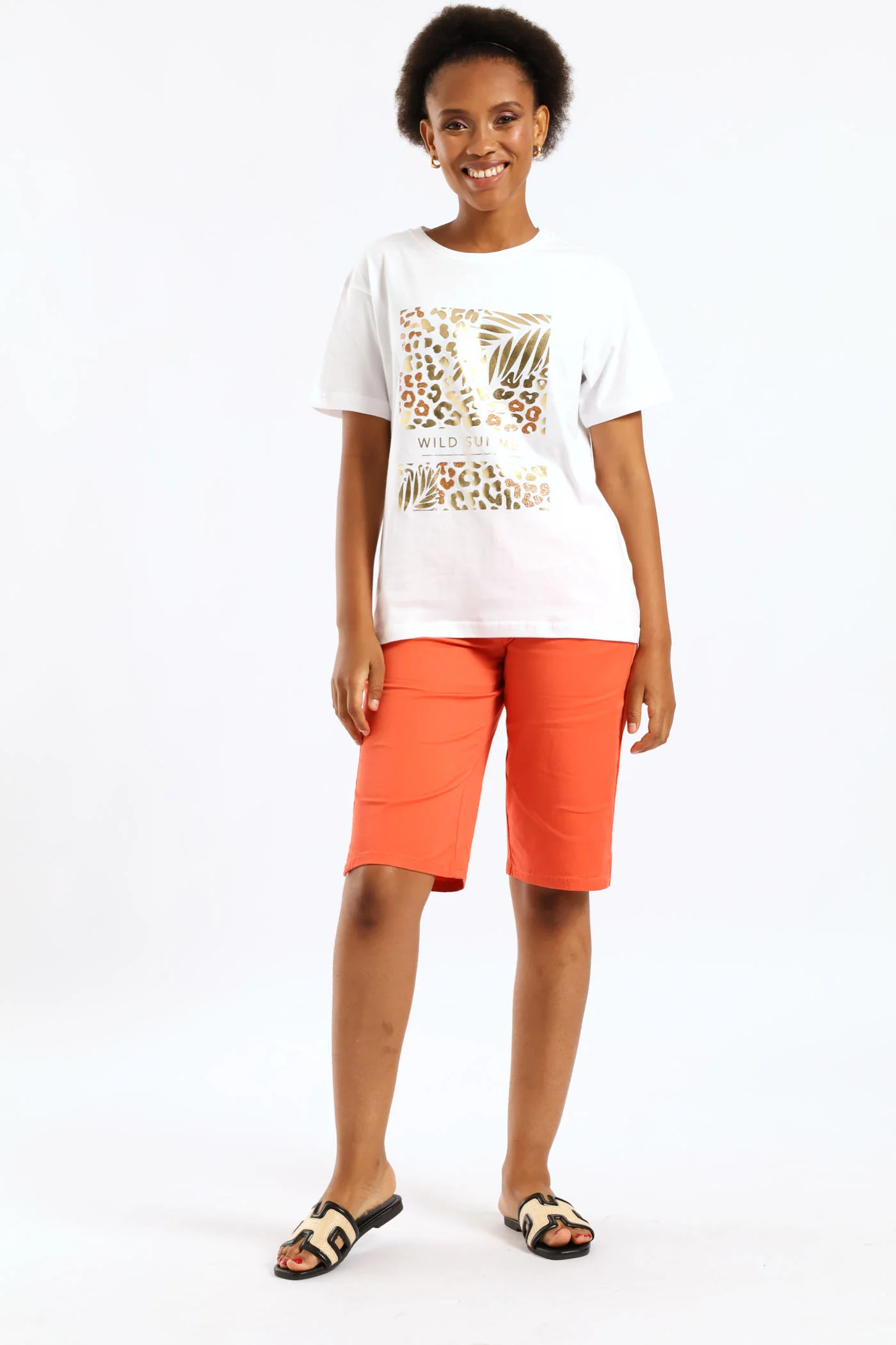Belted Sateen Bermuda Chino Shorts - Coral - Image 4