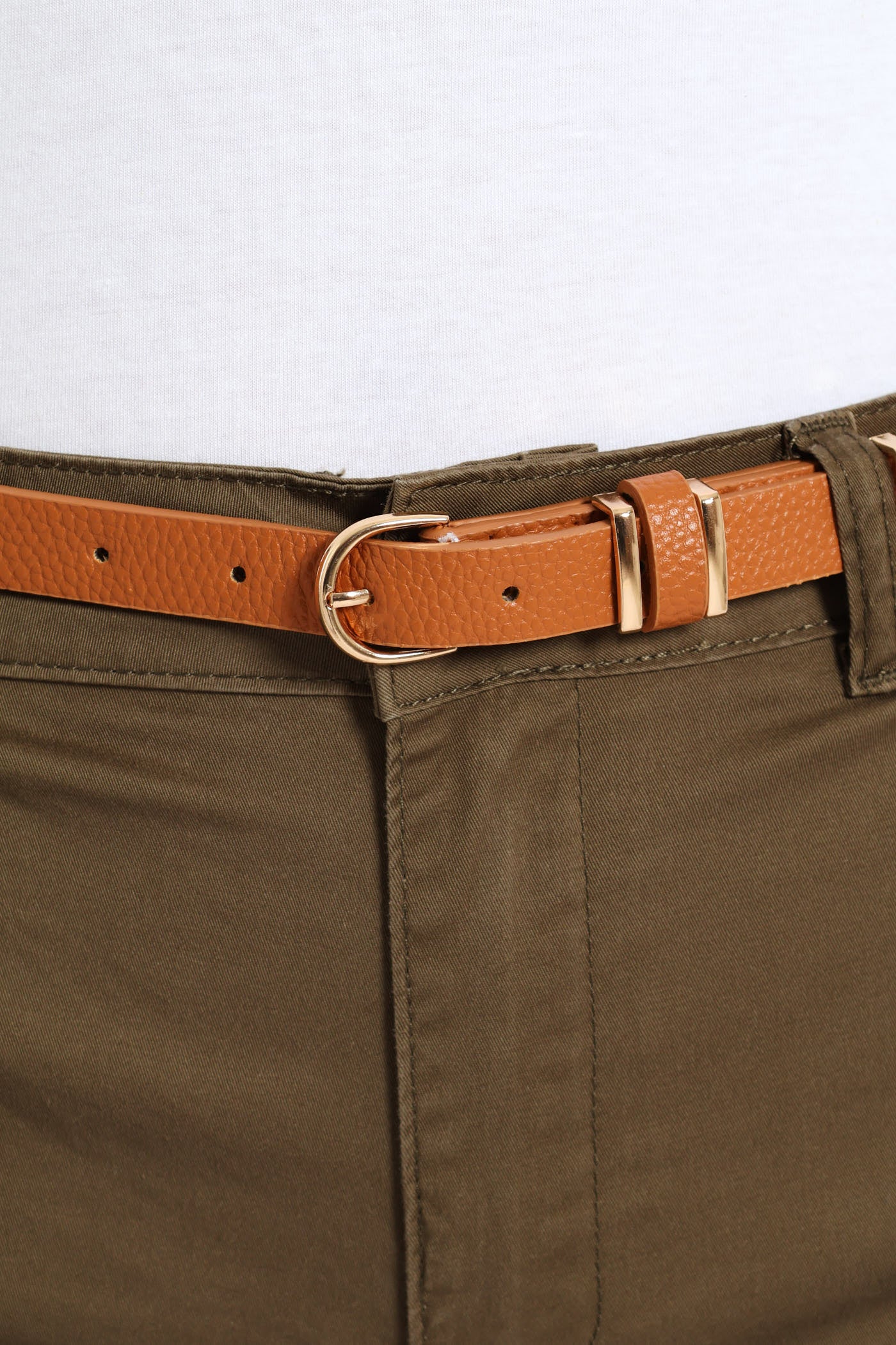 Belted Stretch Sateen Chino Bermuda Shorts - Light Fatigue - Image 4