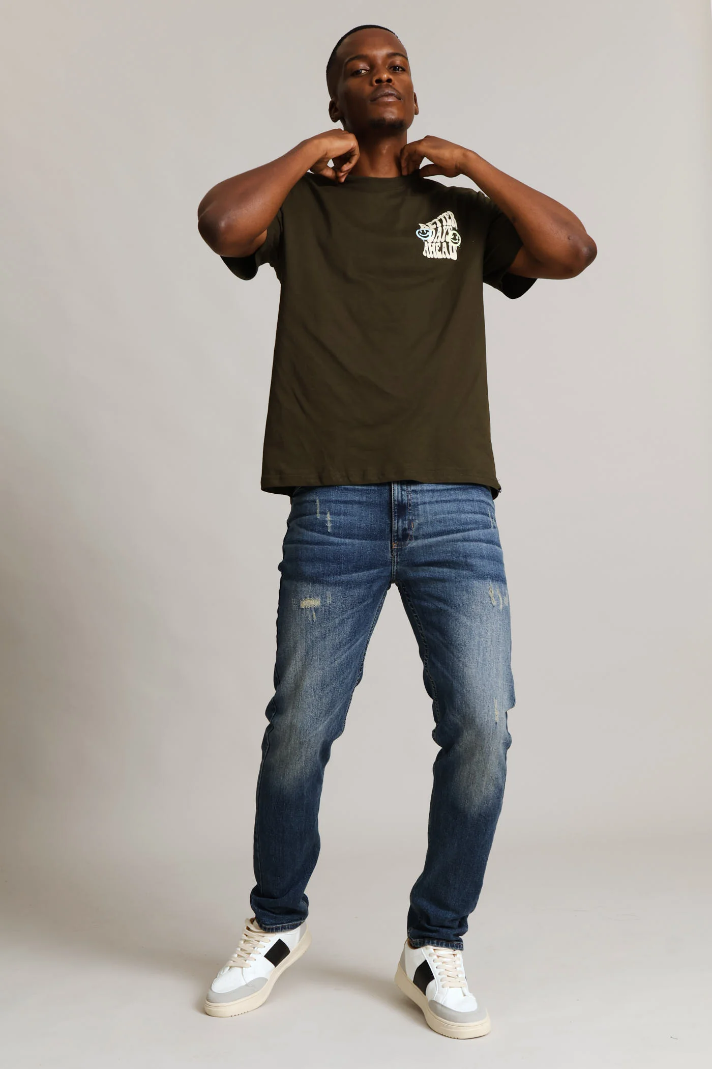 Better Days Front & Back Print Tee - Fatigue - Image 4