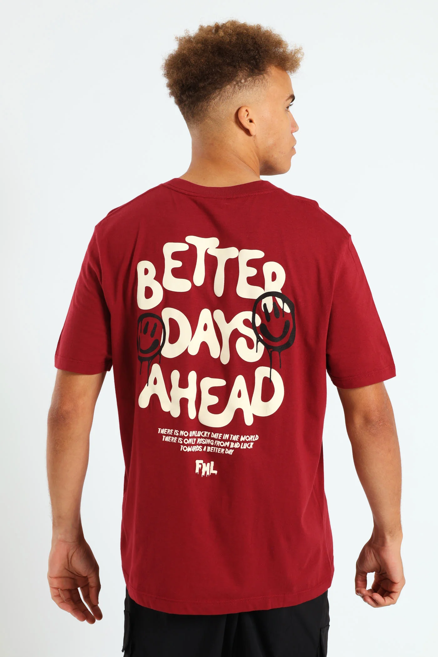 Better Days Front & Back Tee - Dark Red - Image 2