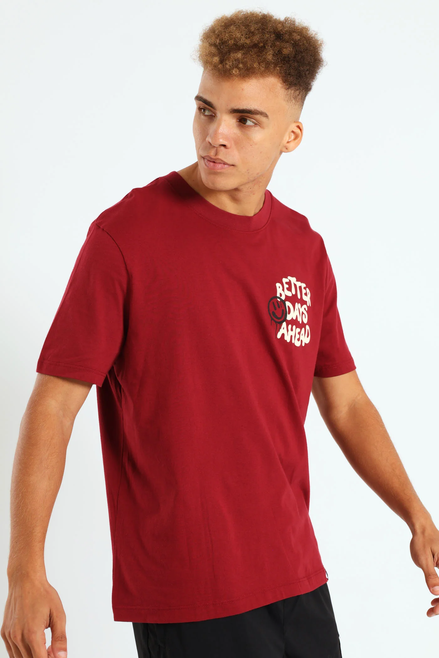 Better Days Front & Back Tee - Dark Red - Image 3