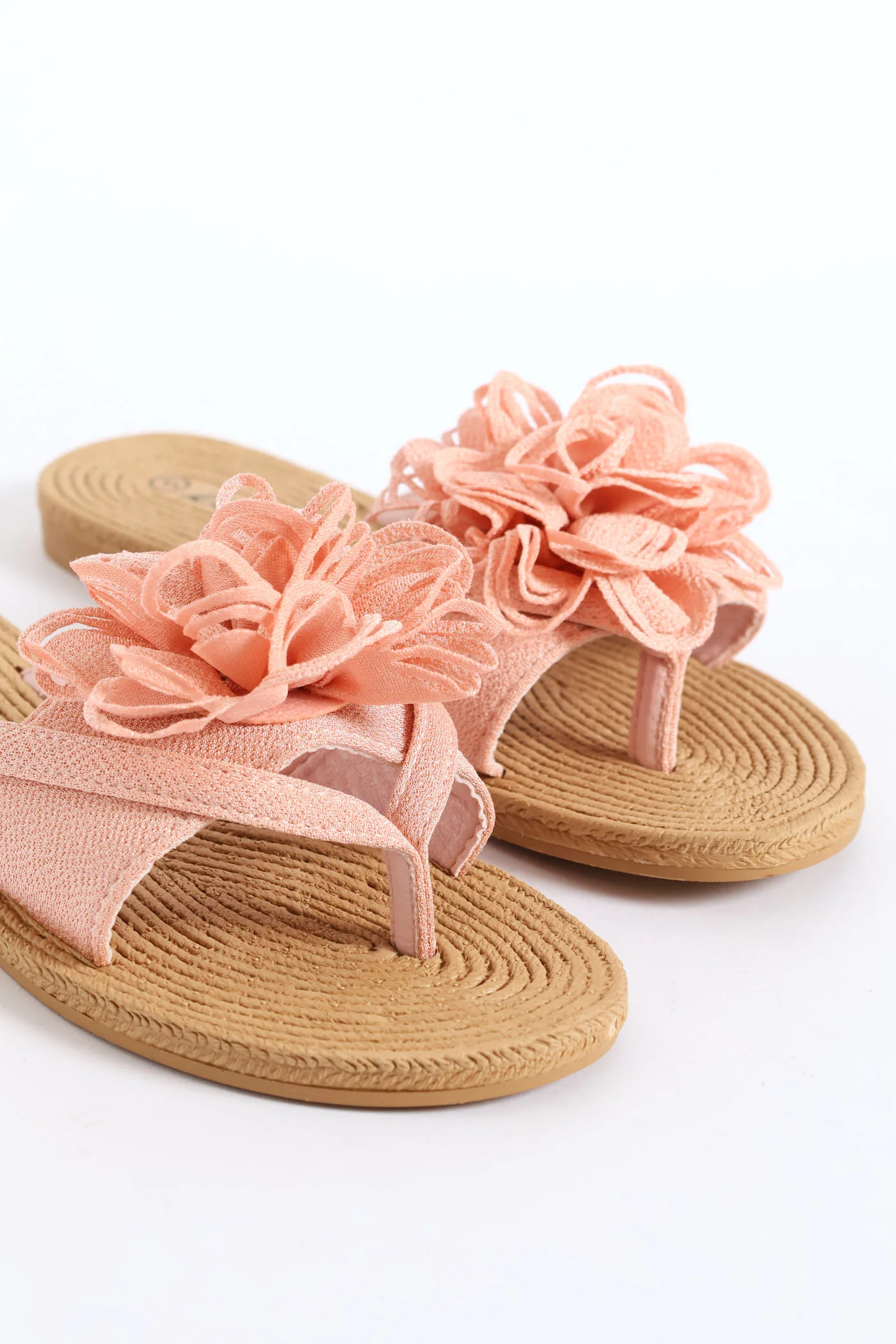 Big Flower Detail Thong Sandal - Blush - Image 2