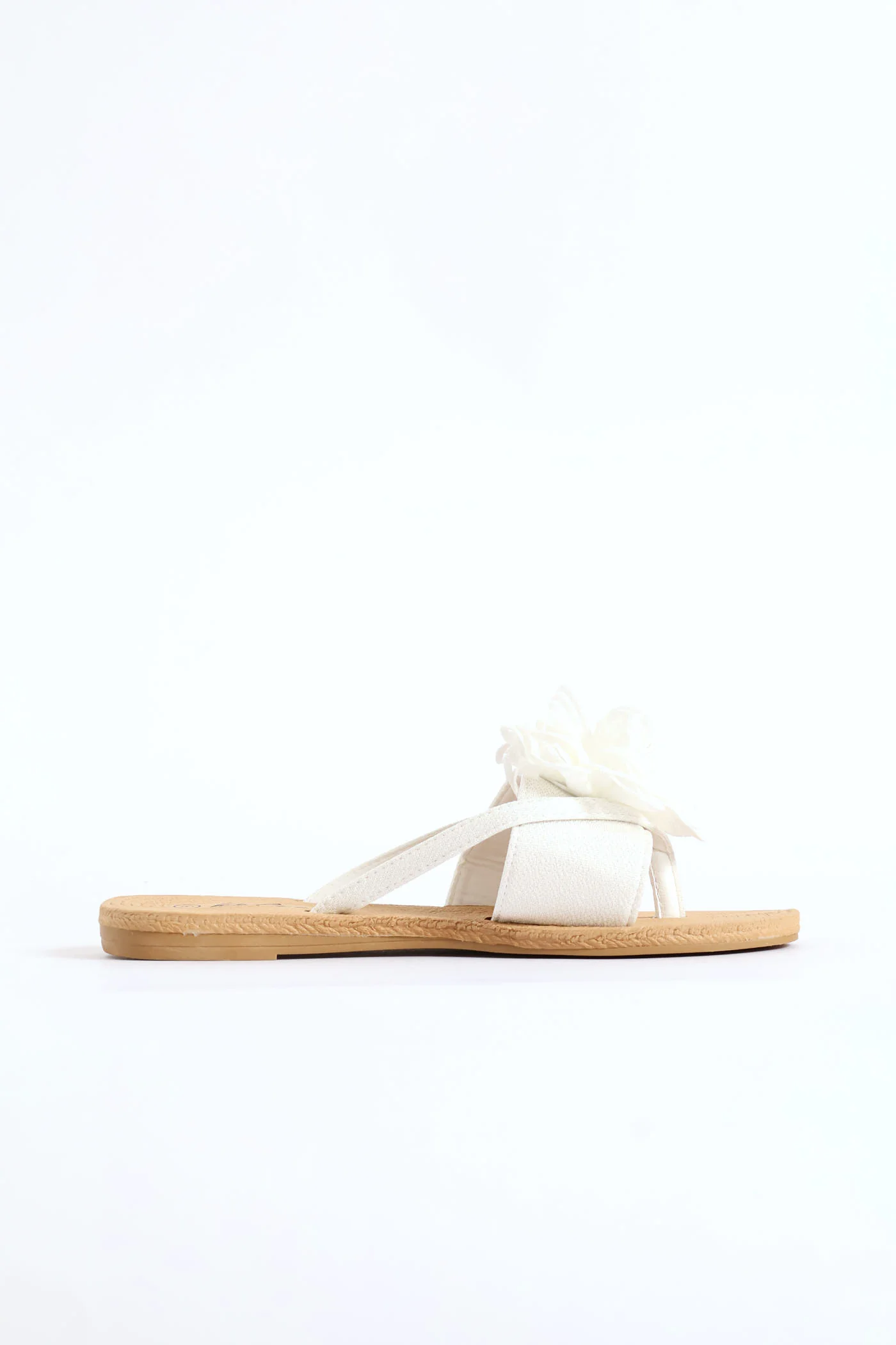 Big Flower Detail Thong Sandal - White - Image 3