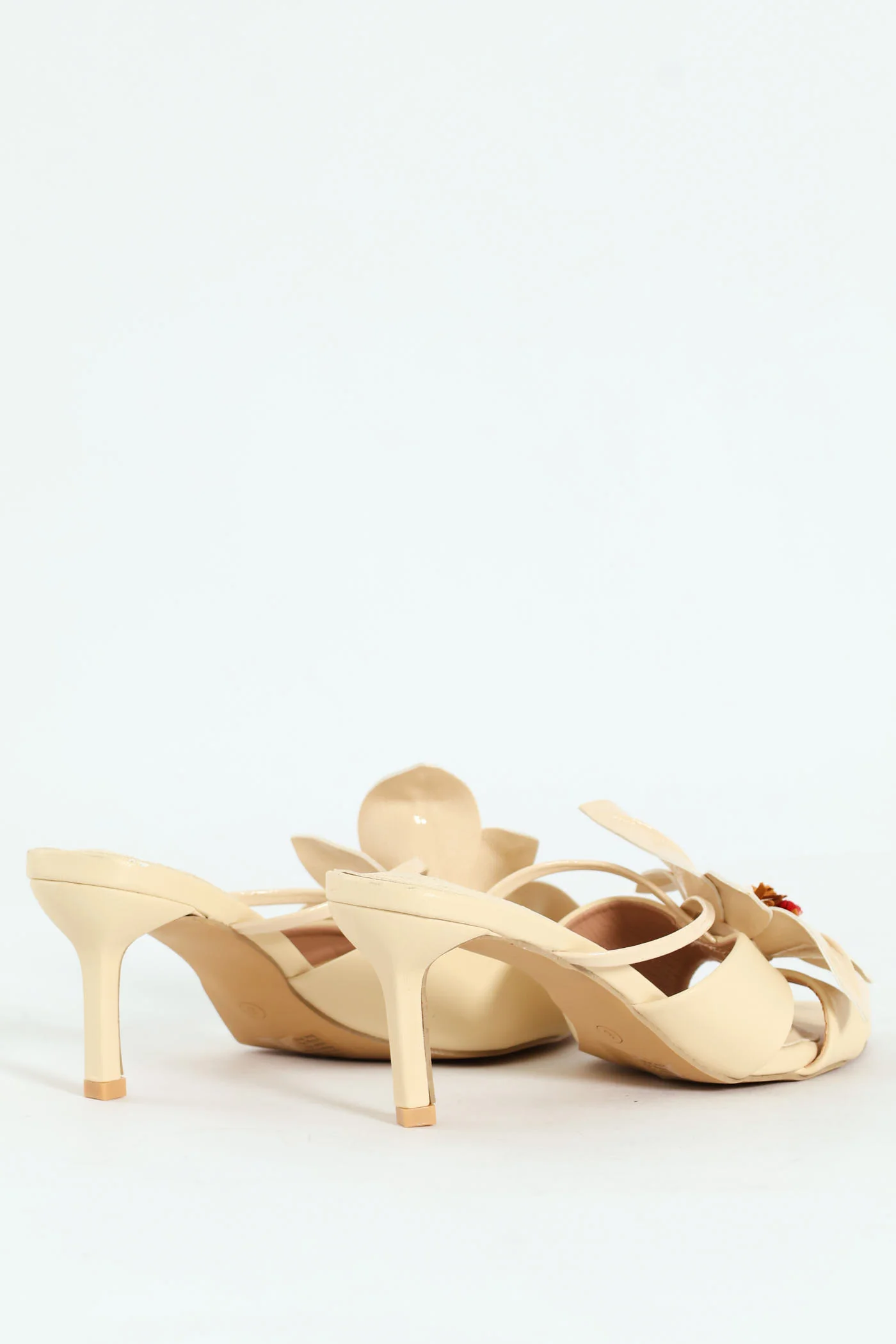 Big Flower Heeled Sandal - Off White - Image 4