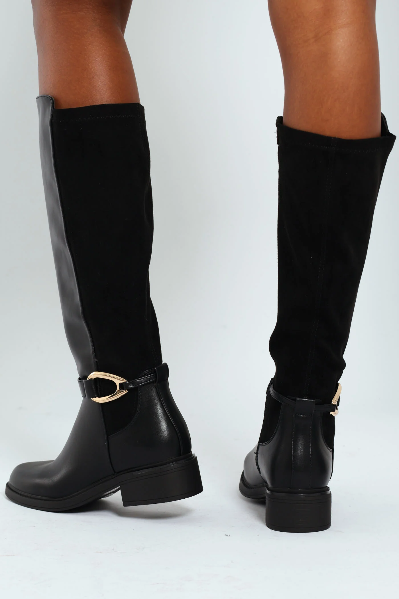 Biker Boot With Ankle Buckle - Black - Image 2