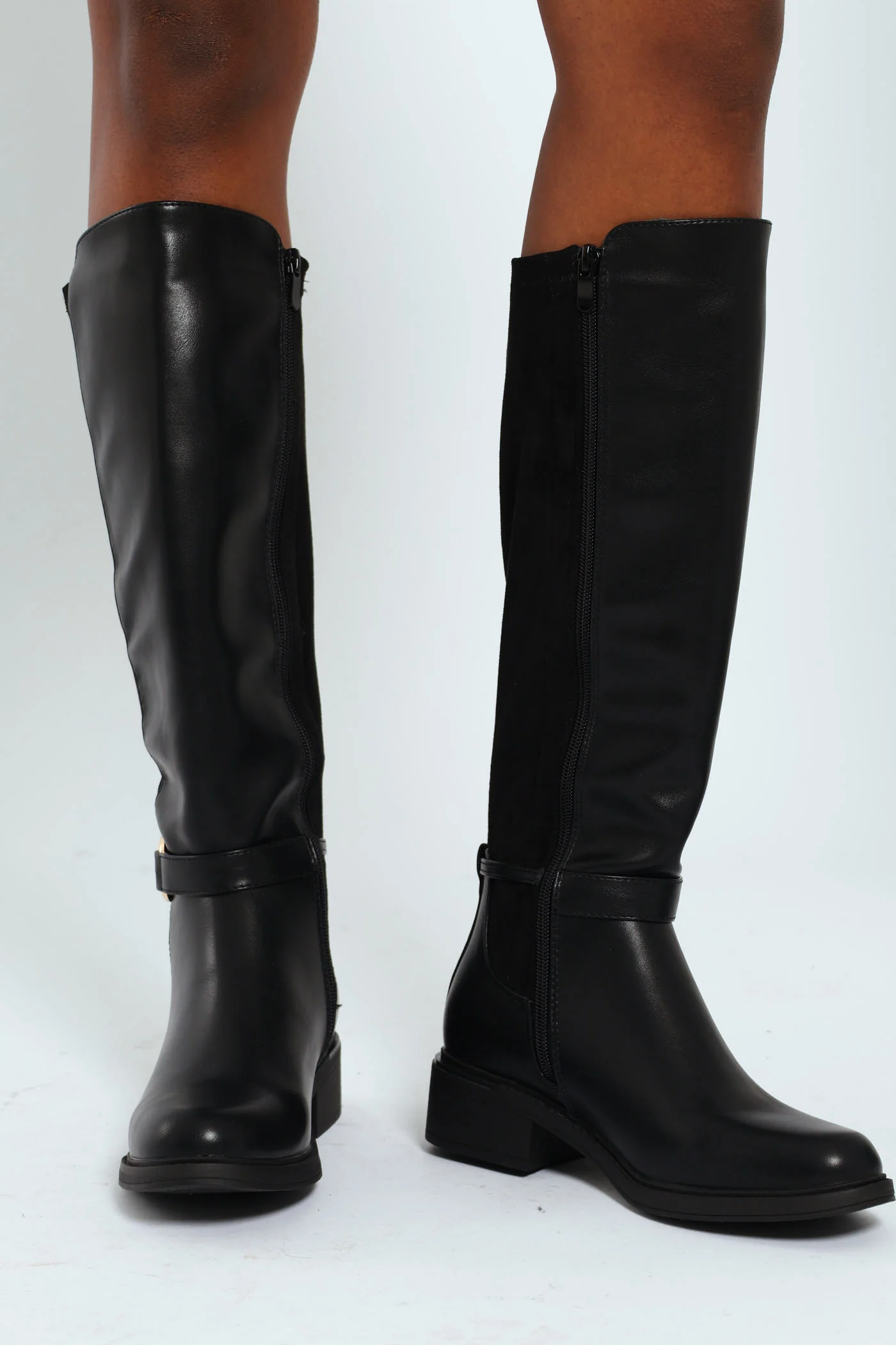Biker Boot With Ankle Buckle - Black - Image 3