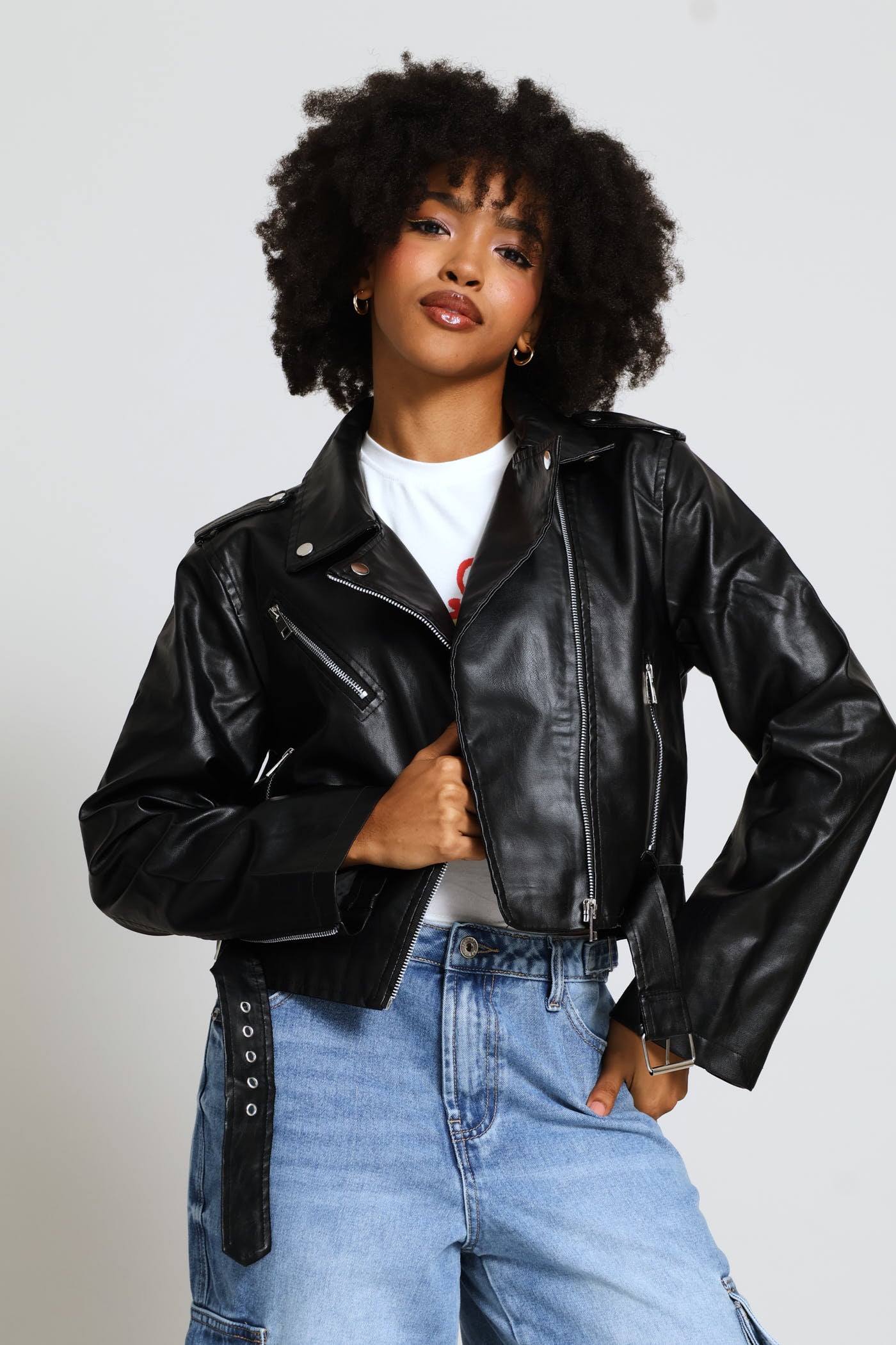 Biker Jacket - Black - Image 4