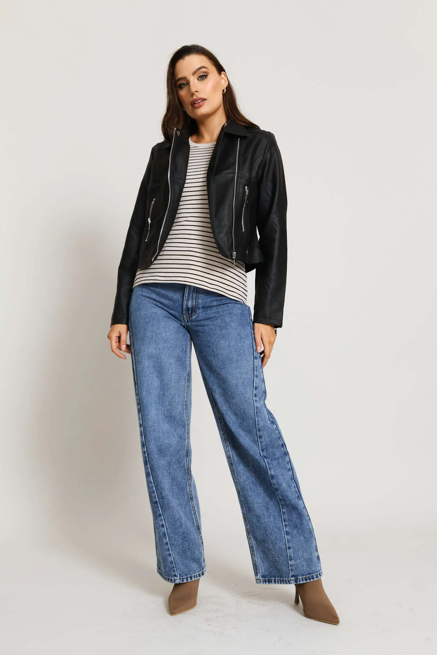 Biker Jacket With Epaulettes - Black - Image 6
