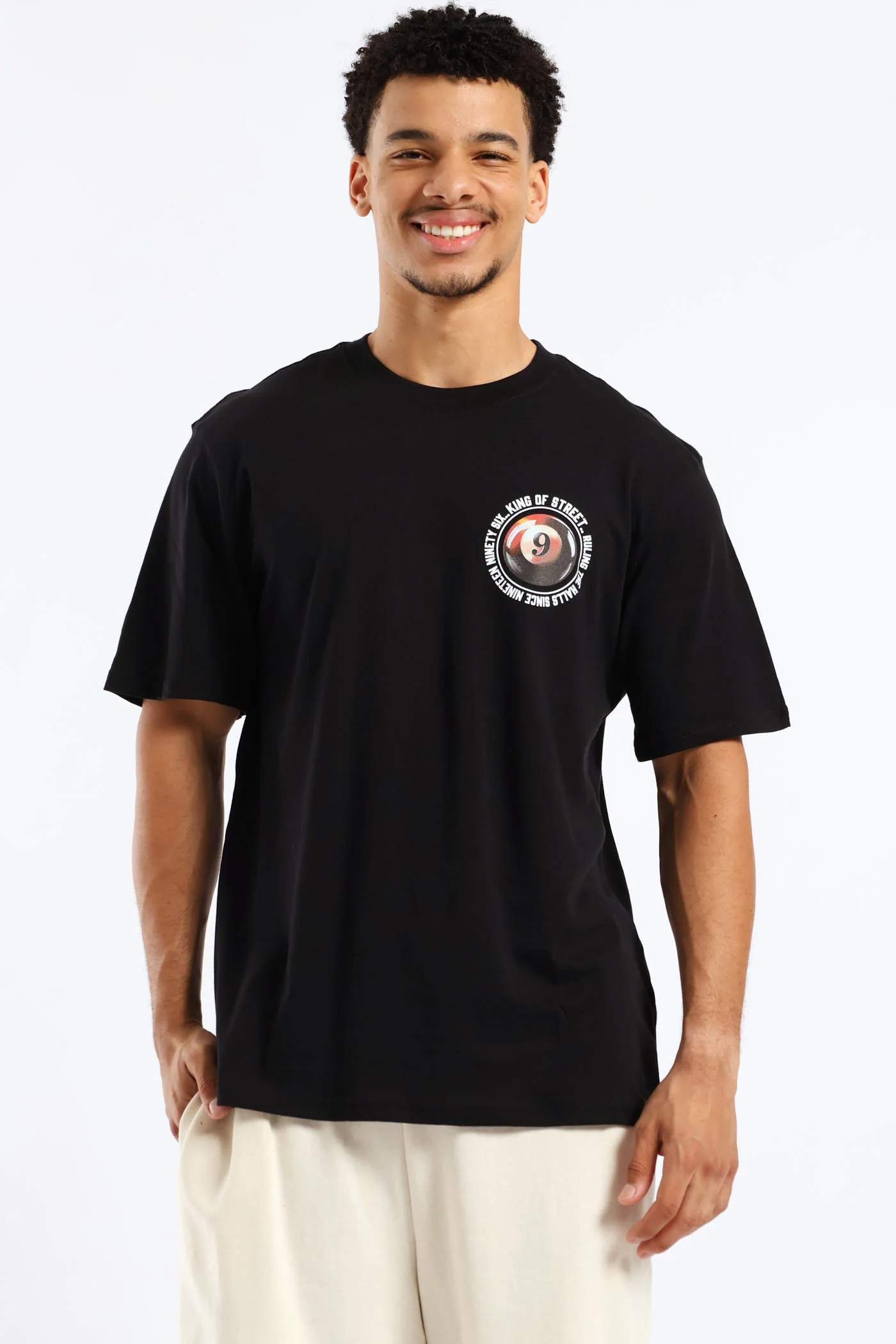 Billards Print Front & Back Tee - Black - Image 4