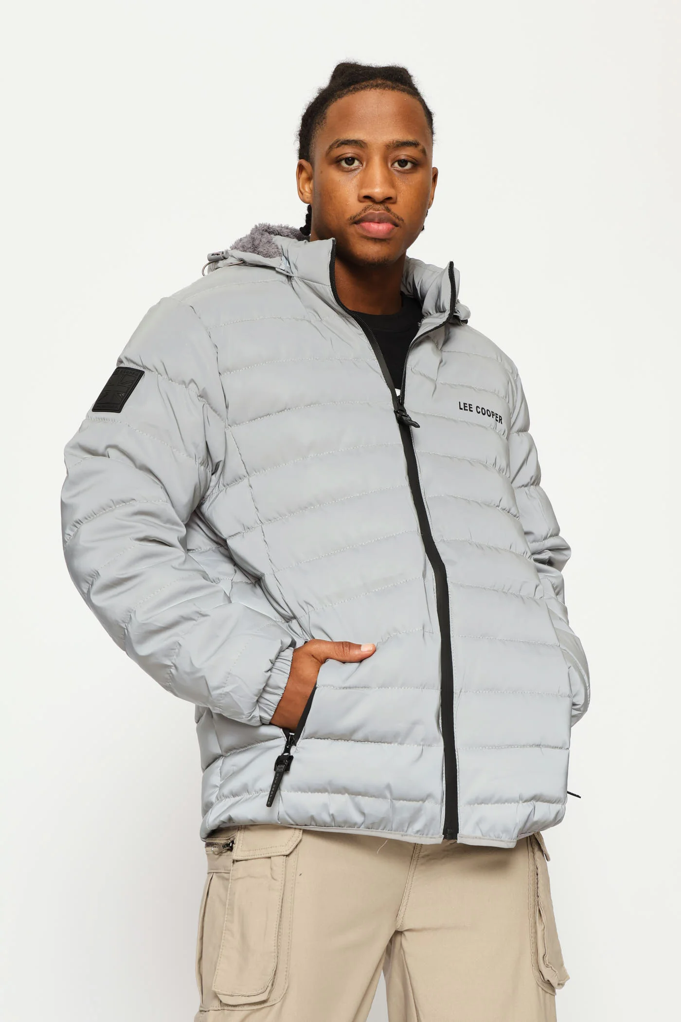 Billy Fur Lined Puffer Jacket - Silver - Image 3