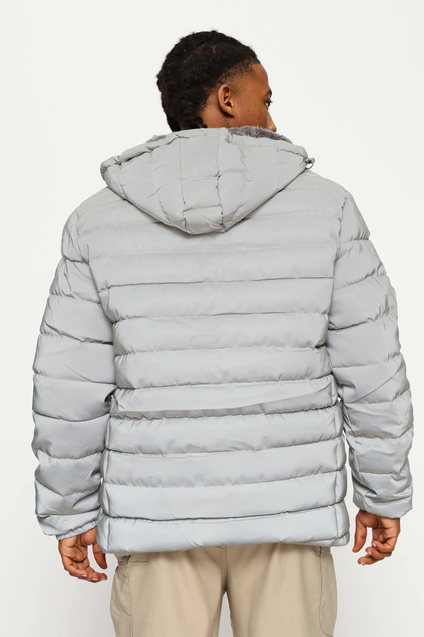 Billy Fur Lined Puffer Jacket - Silver - Image 4