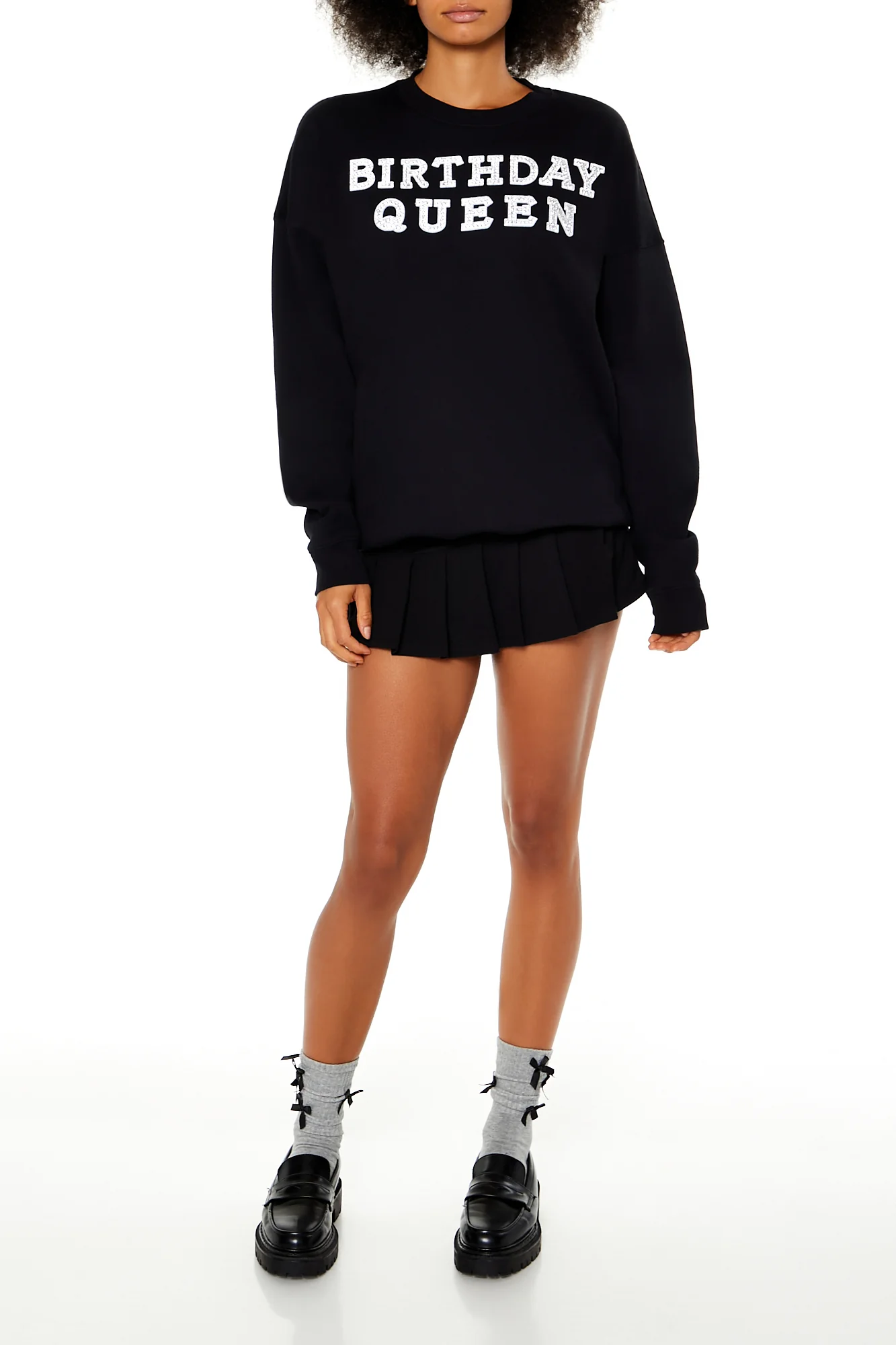 Birthday Queen Rhinestone Pullover - Black - Image 4