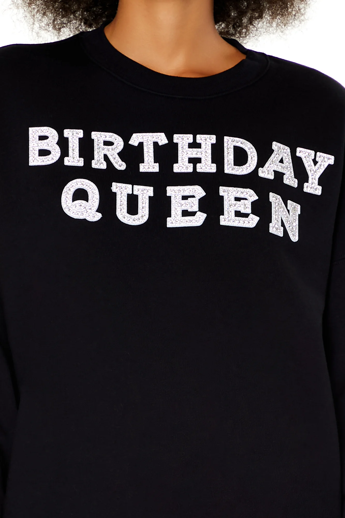 Birthday Queen Rhinestone Pullover - Black - Image 5