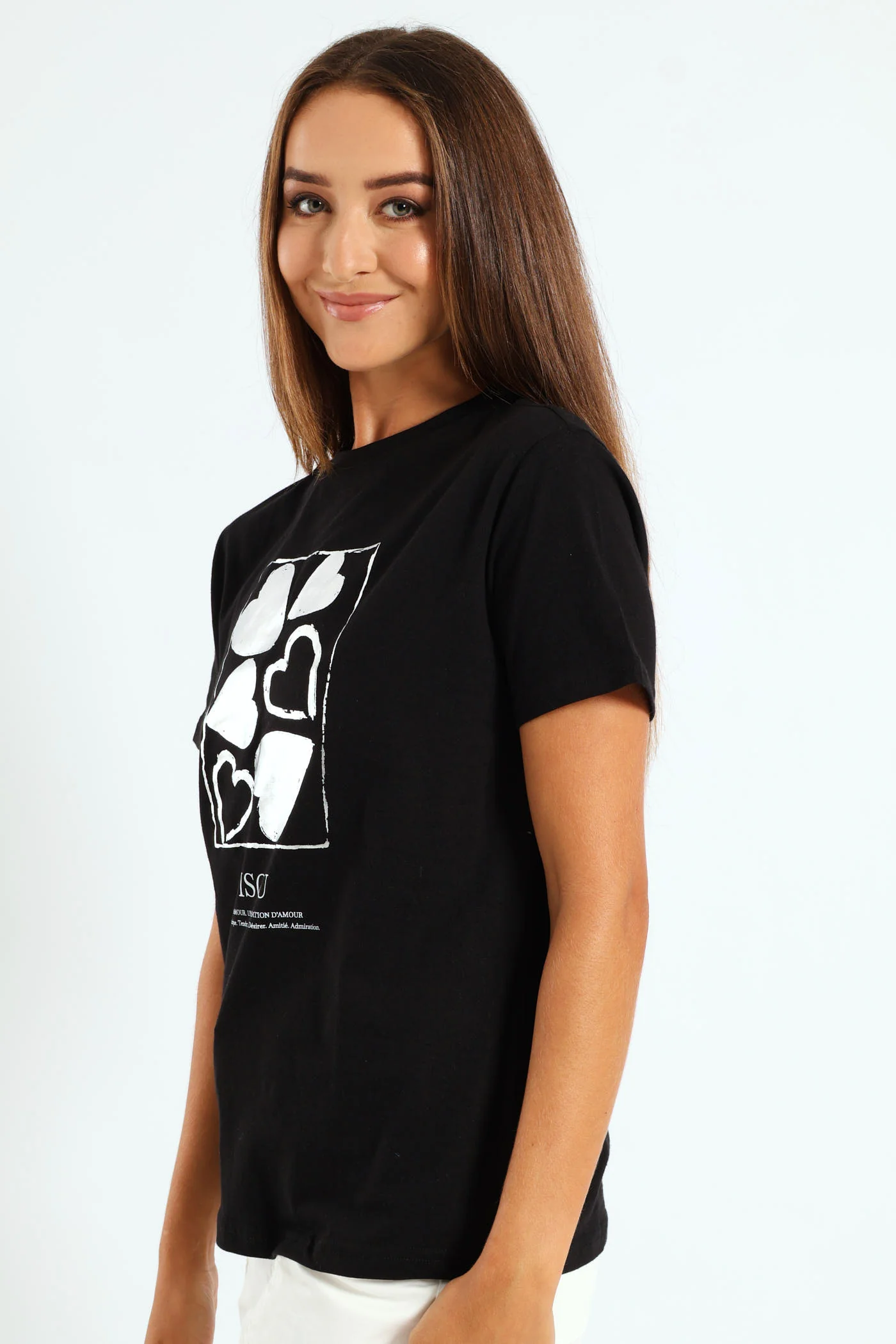Bisou Foil Heart Regular Tee - Black - Image 2