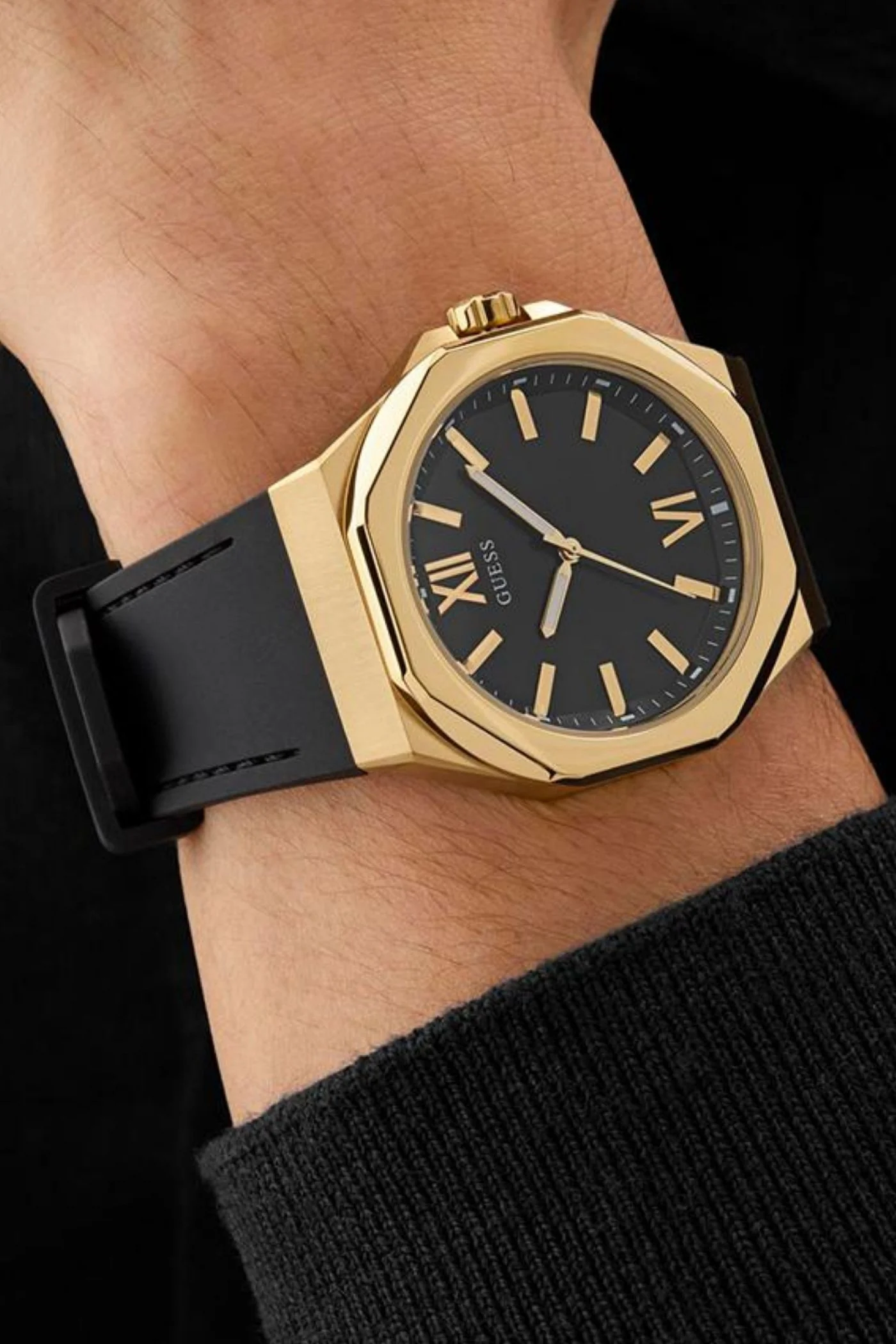 Black & Gold Tone Analogue Watch - Image 2