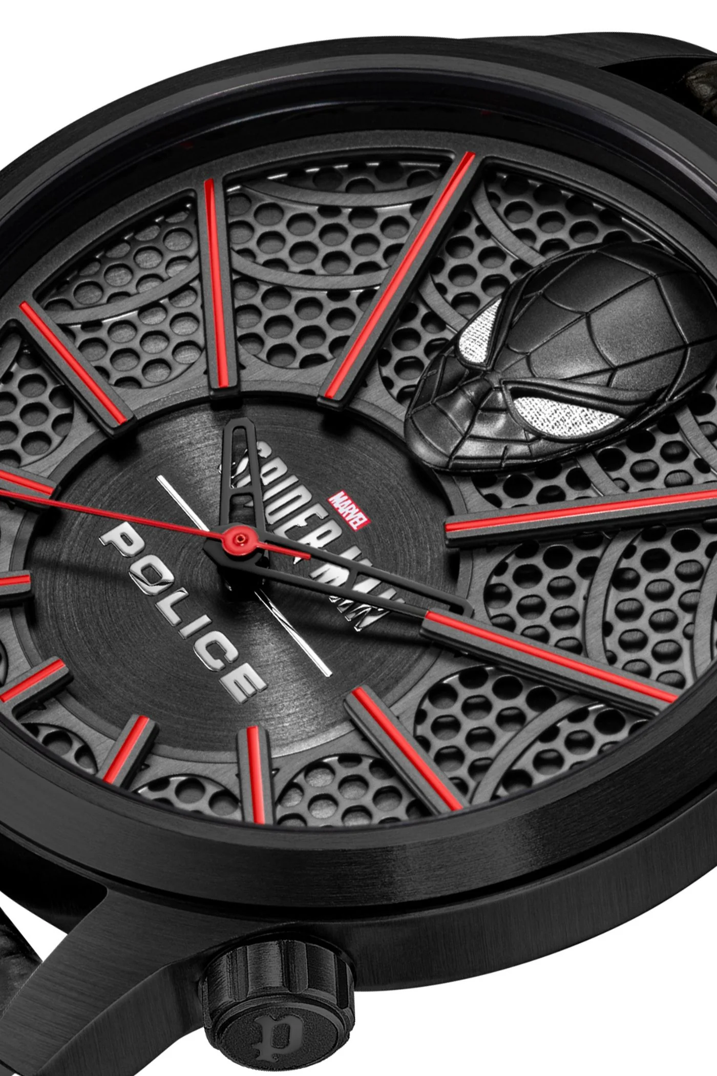 Black Case & Dial 3D Spiderman Leather Watch - Black - Image 4